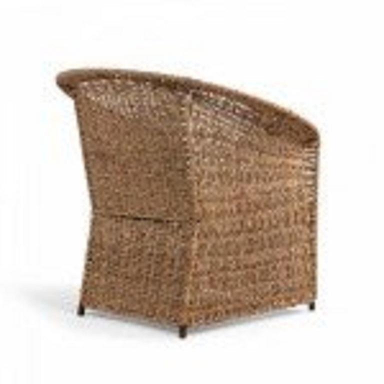 Fauteuil en forme de baignoire en rotin naturel tressé américain du milieu du 20e siècle Bon état - En vente à Queens, NY