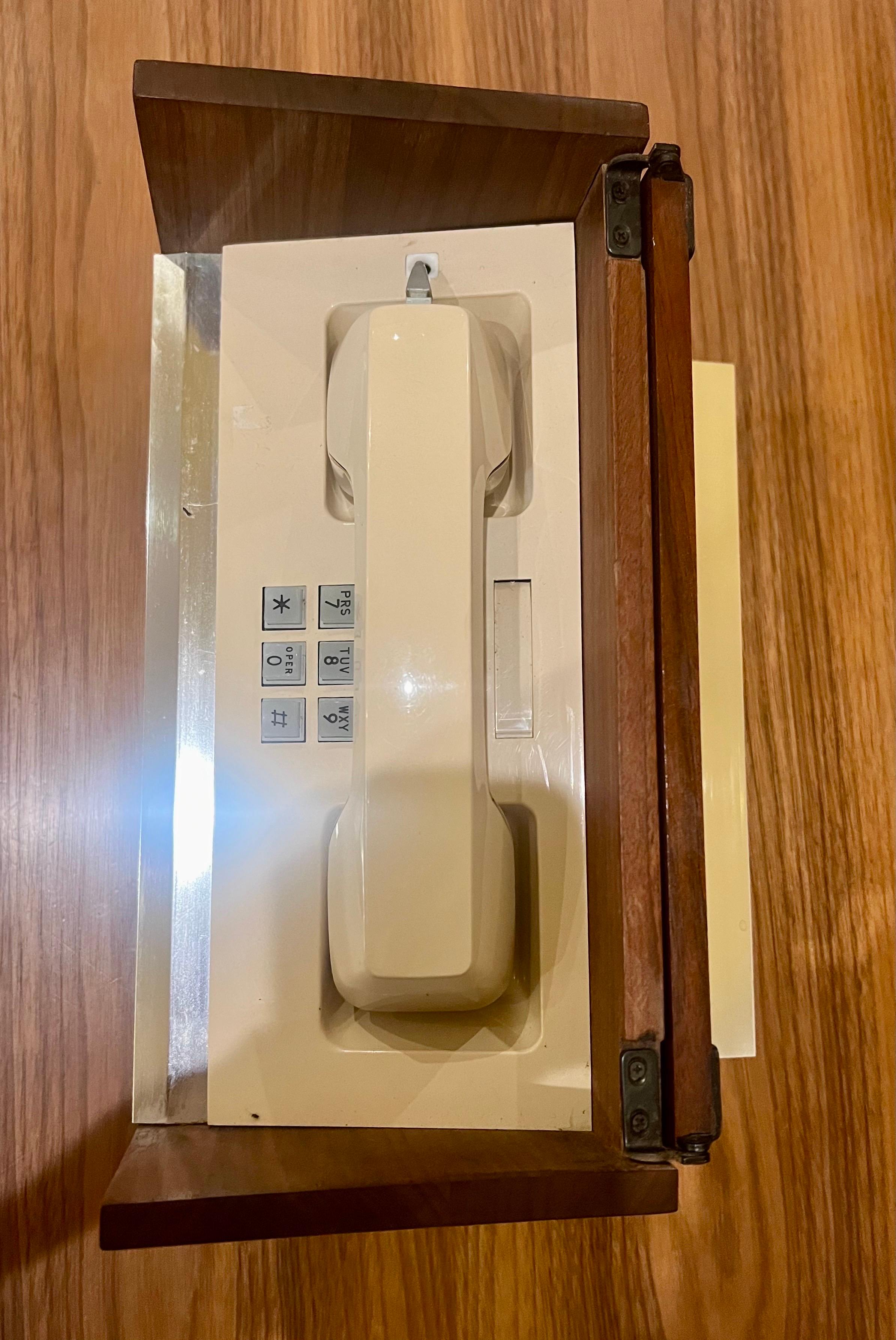 American Mid century 007 Solid Walnut telephone in a Box For Sale 1