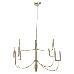 20th Century American Polished Silver 2-Tier Chandelier with 12 Lights