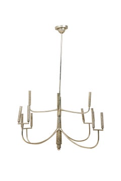 Lampadario American Mid-Century a 12 luci e 8 bracci in argento lucido