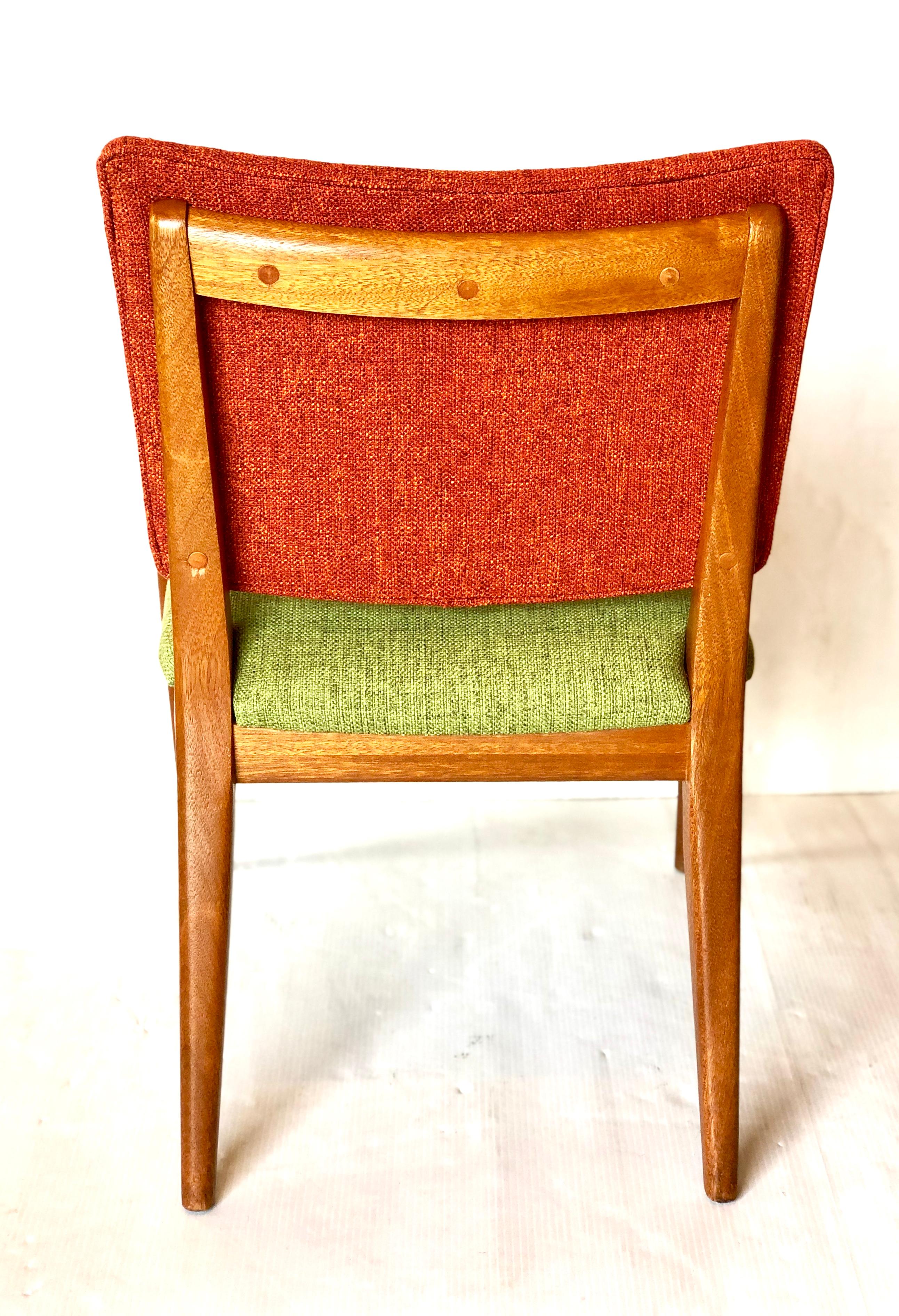 Upholstery American Midcentury 4 Dining Chairs Designed by John Keal for Brown Saltman