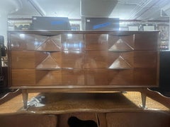 American Mid-Century 6-Drawer Diamond Front Dresser