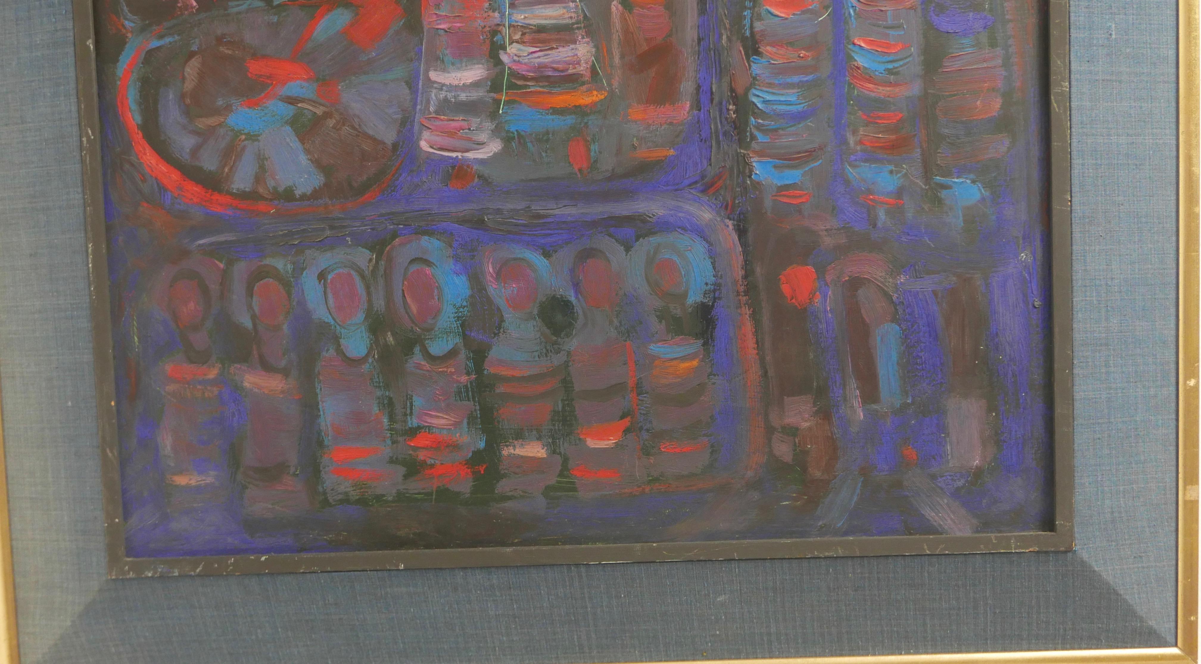 Americano Pittura astratta modernista americana della metà del secolo scorso con figure in vendita