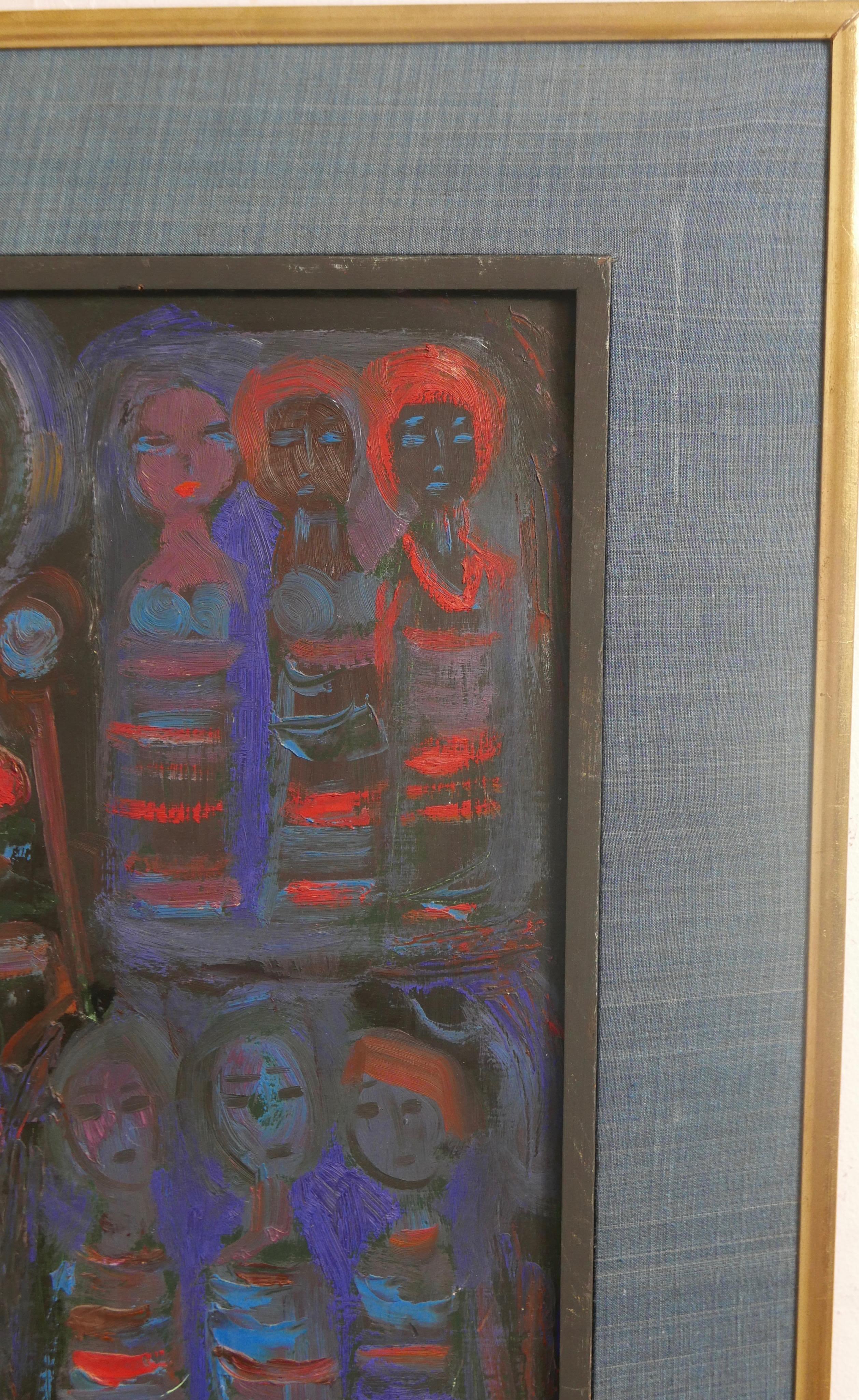 XX secolo Pittura astratta modernista americana della metà del secolo scorso con figure in vendita