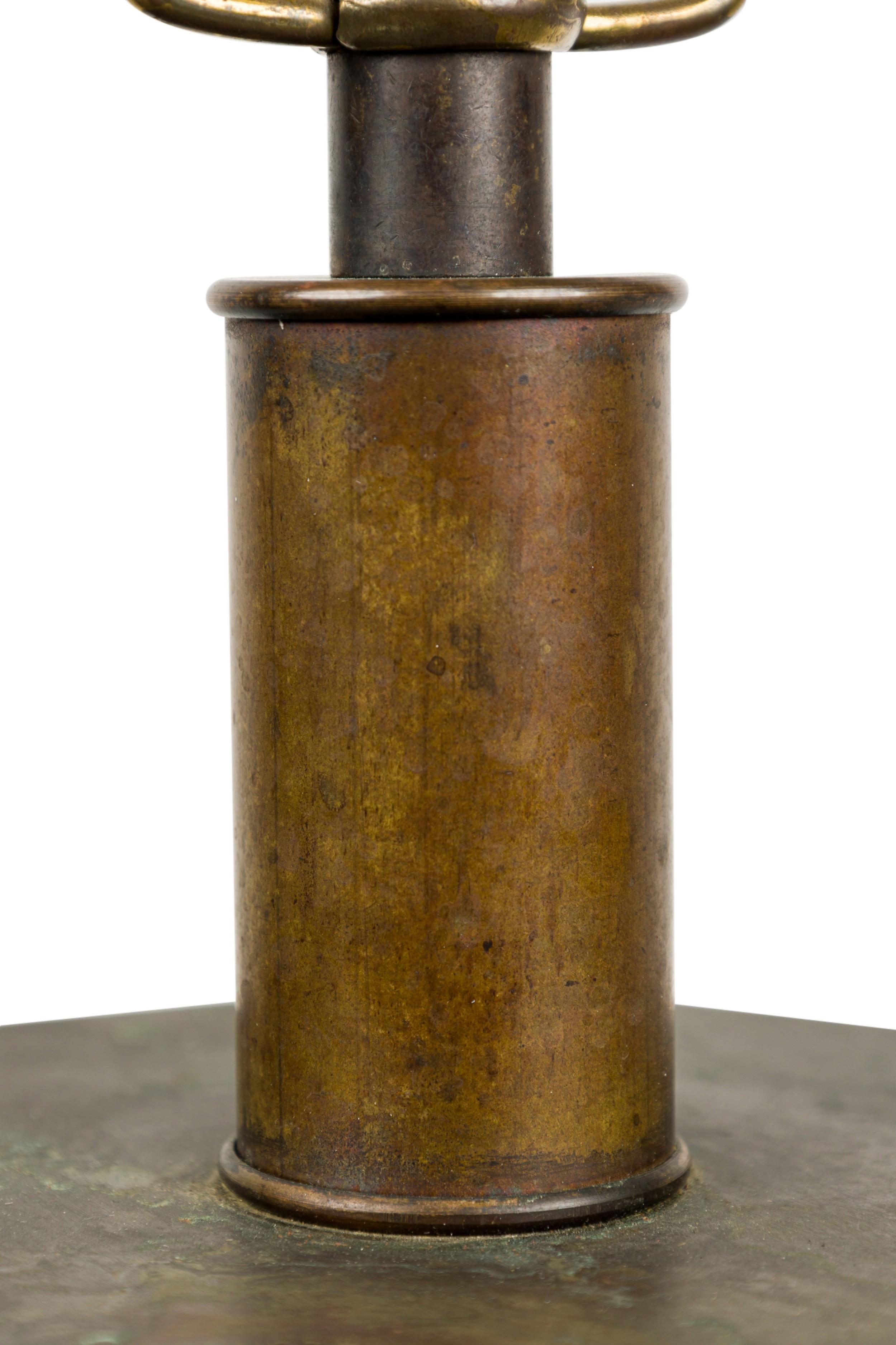 American Mid-Century Antique Bronze Hexagonal Column Table Lamp 3