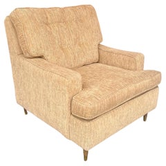American Midcentury Armchair Upholstered Walnut & Brass Legs