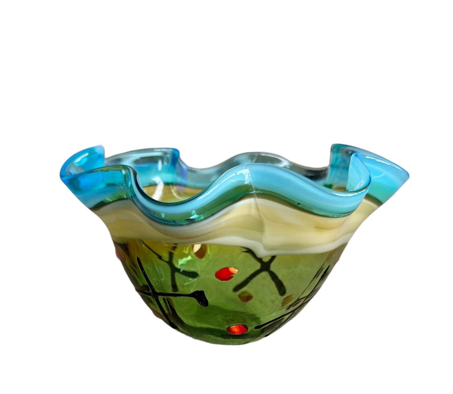 Late 20th Century American Mid Century Art Glass Bowl For Sale