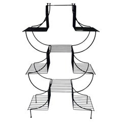 American Mid Century Atomic Age Pagoda Style Iron Plant Stand
