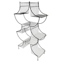 American Mid Century Atomic Age Pagoda Style Iron Plant Stand