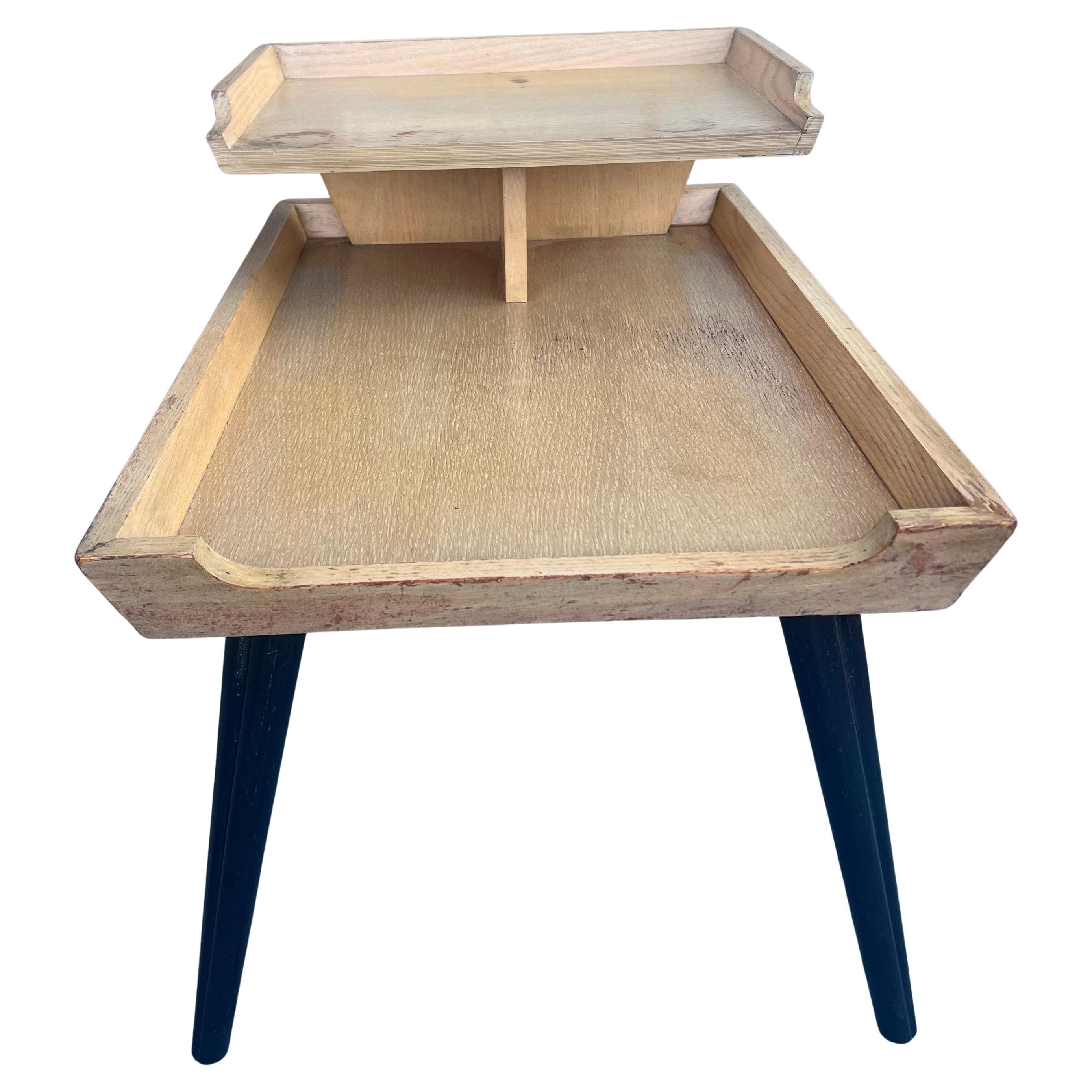 Mid-Century Modern American Mid century Atomic Age Rare Step End table in Bleached Mahogany/Lacquer