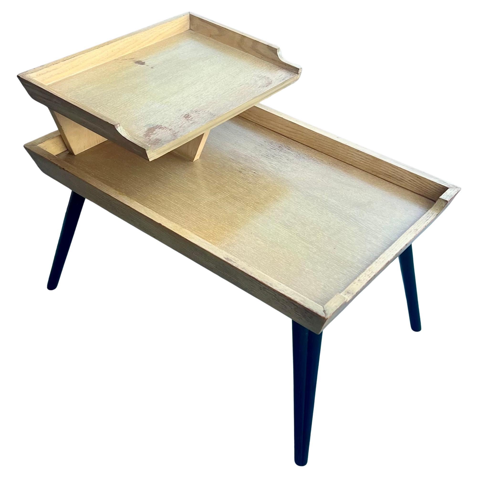 20th Century American Mid century Atomic Age Rare Step End table in Bleached Mahogany/Lacquer