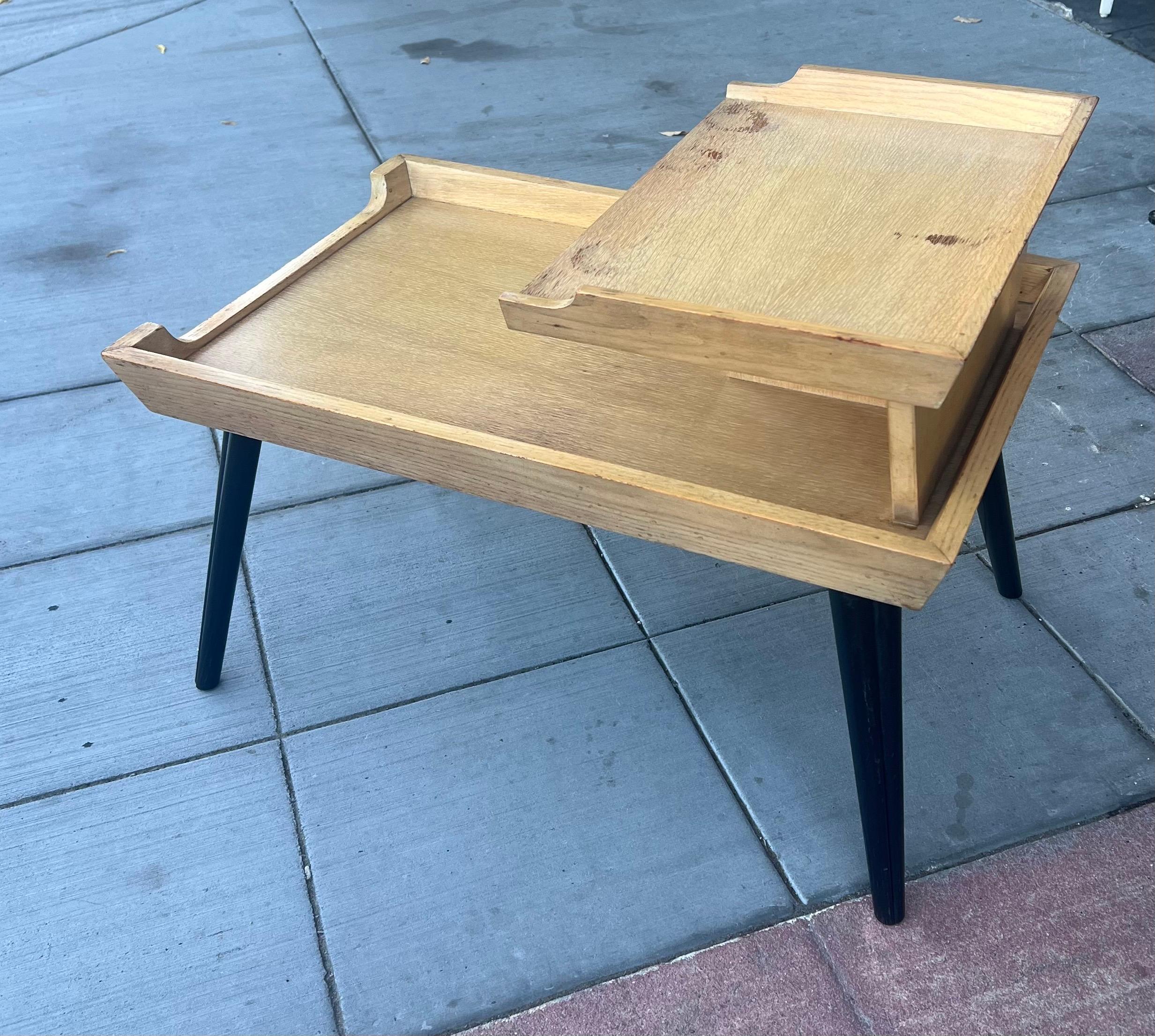 American Mid century Atomic Age Rare Step End table in Bleached Mahogany/Lacquer 3