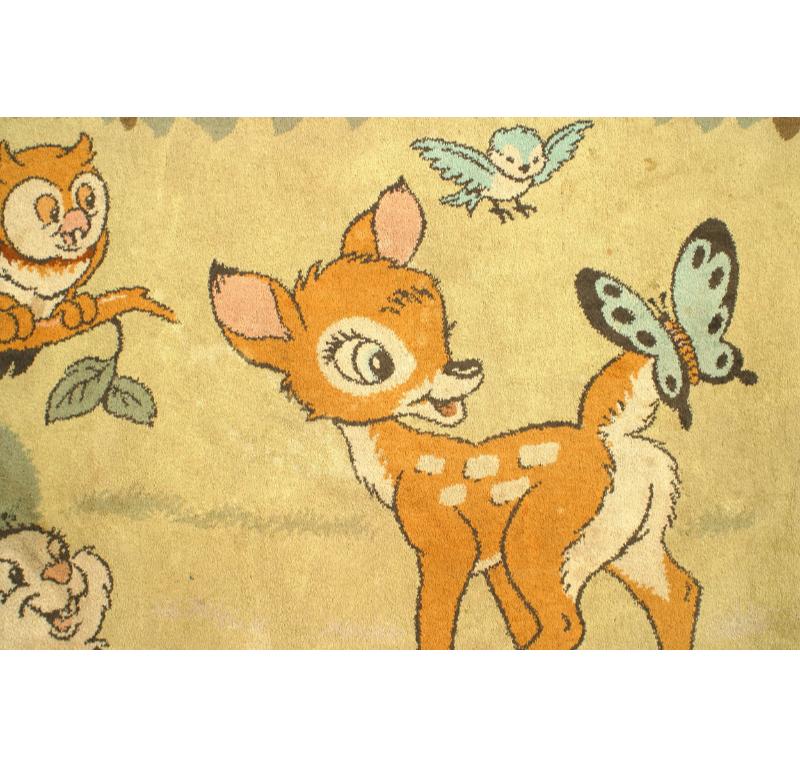 Mid-Century moderno Tappeto American Mid-Century con cartone animato Bambi in vendita