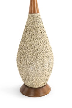 Mid-Century American Porcelain Table Lamp, Floral Relief, Circa 1950s