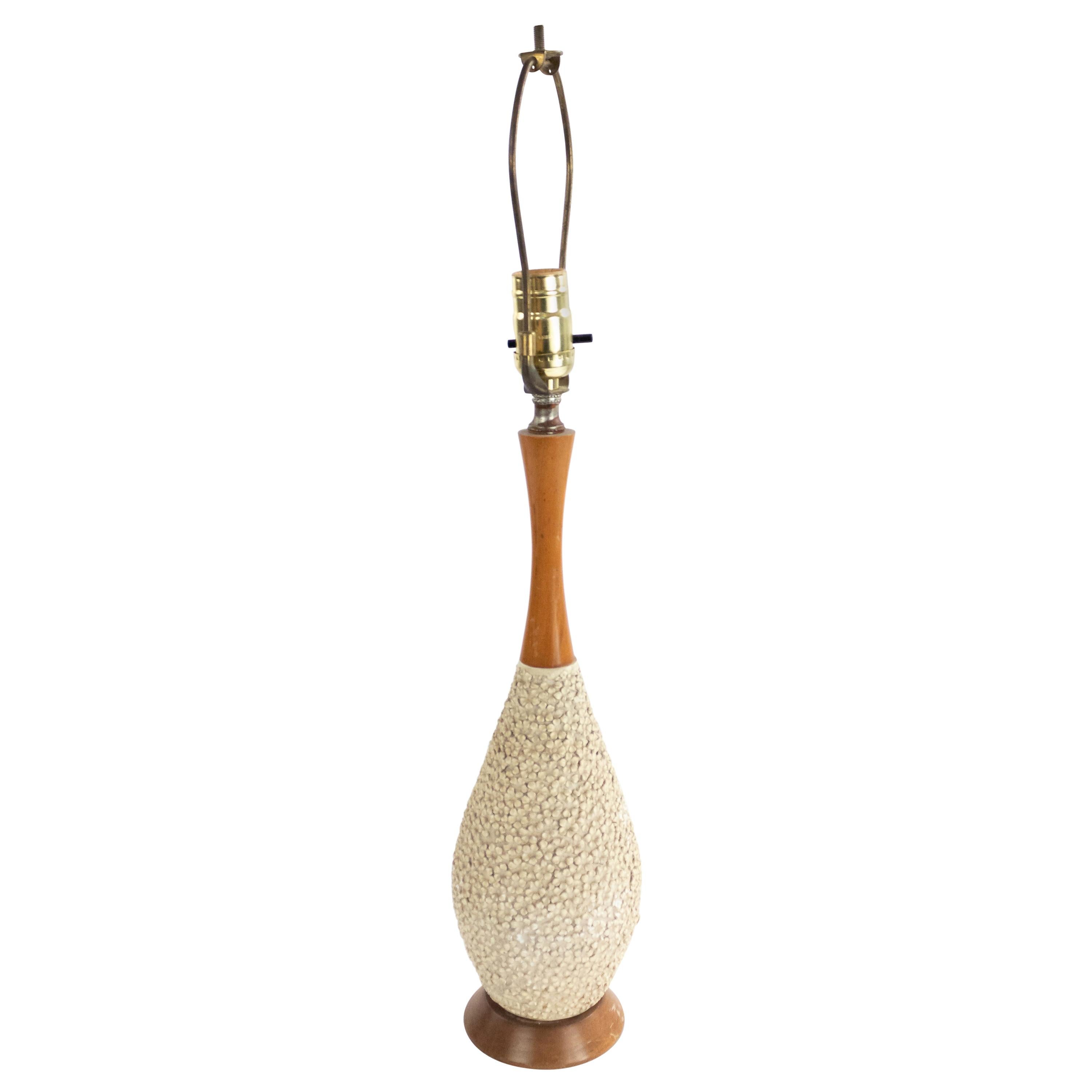 American Midcentury Beige Porcelain Table Lamp For Sale