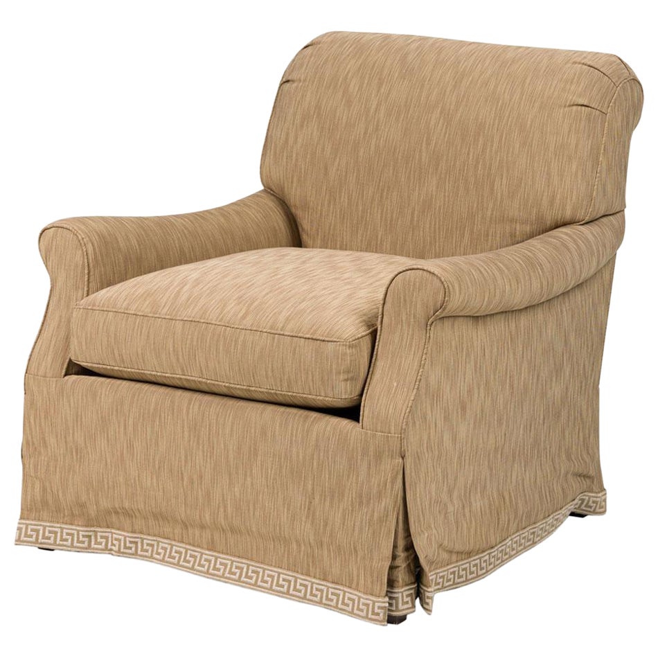 American Mid-Century Beige Round Back Armchair For Sale