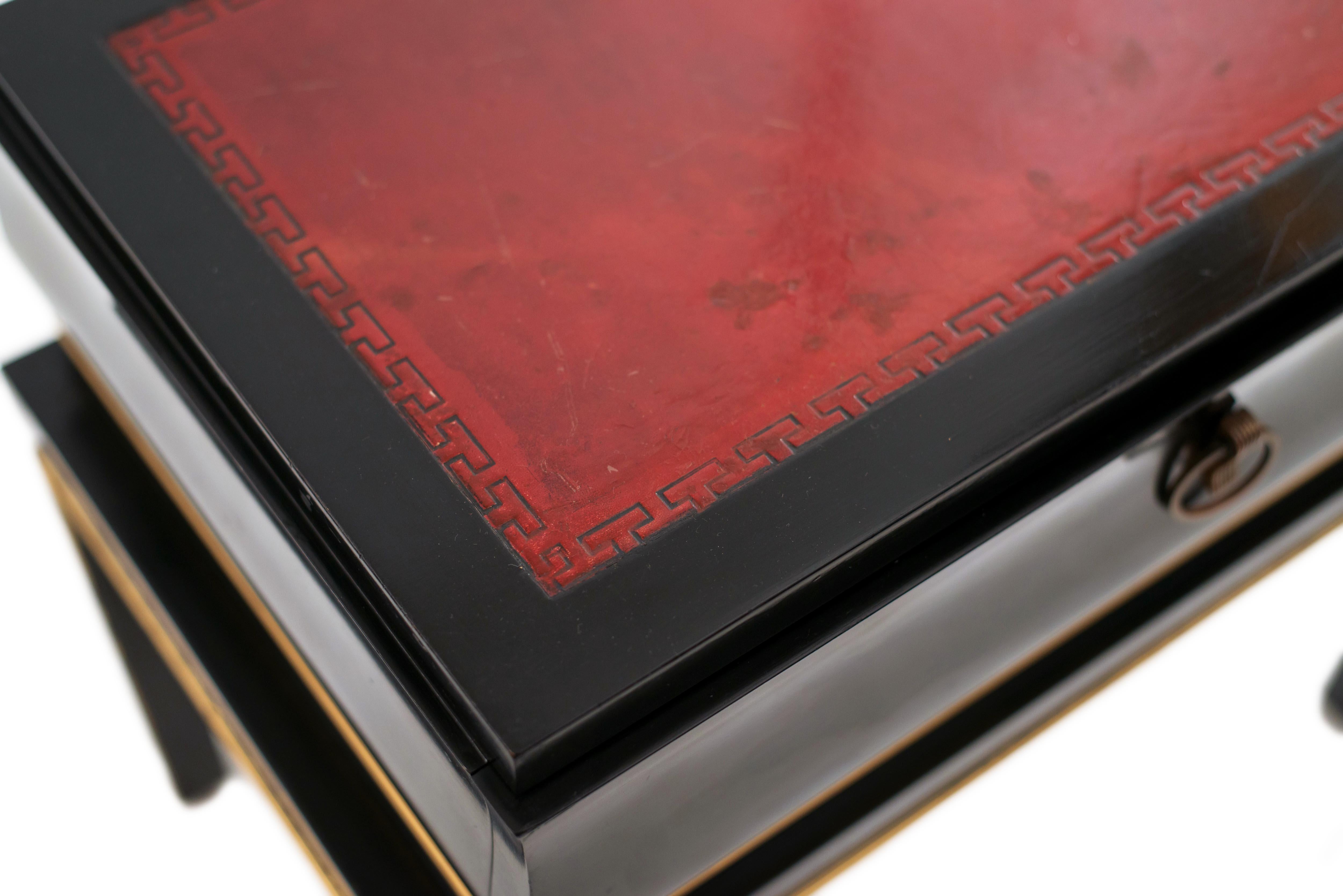 20th Century American Midcentury Black Lacquered End Tables