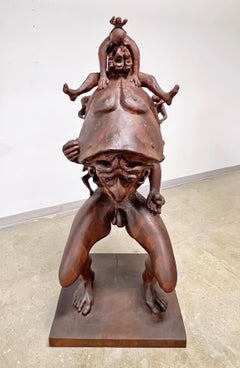 Fantastische lebensgroße Skulptur aus schwarzem Walnussholz aus der amerikanischen Mitte des 20. Jahrhunderts, CIRCA 1960