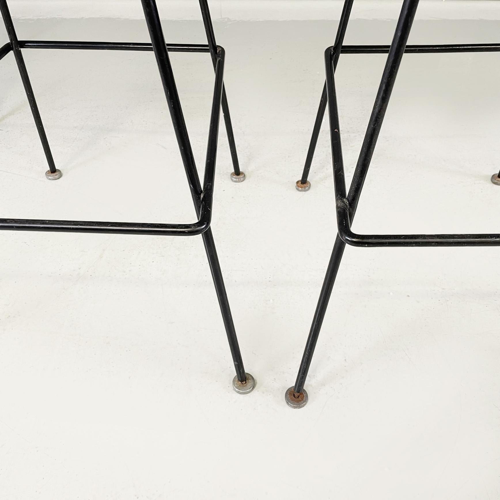 American Midcentury Black White Metal High Stools by Bertoia for Knoll, 1960s For Sale 11