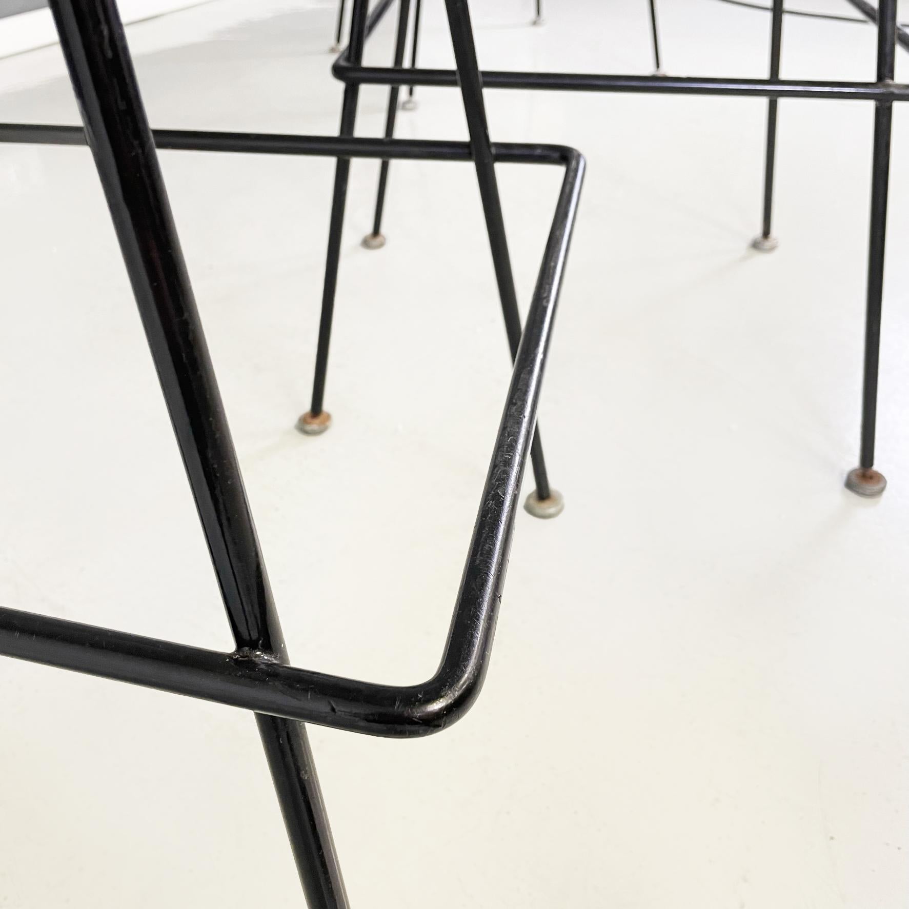 American Midcentury Black White Metal High Stools by Bertoia for Knoll, 1960s For Sale 12