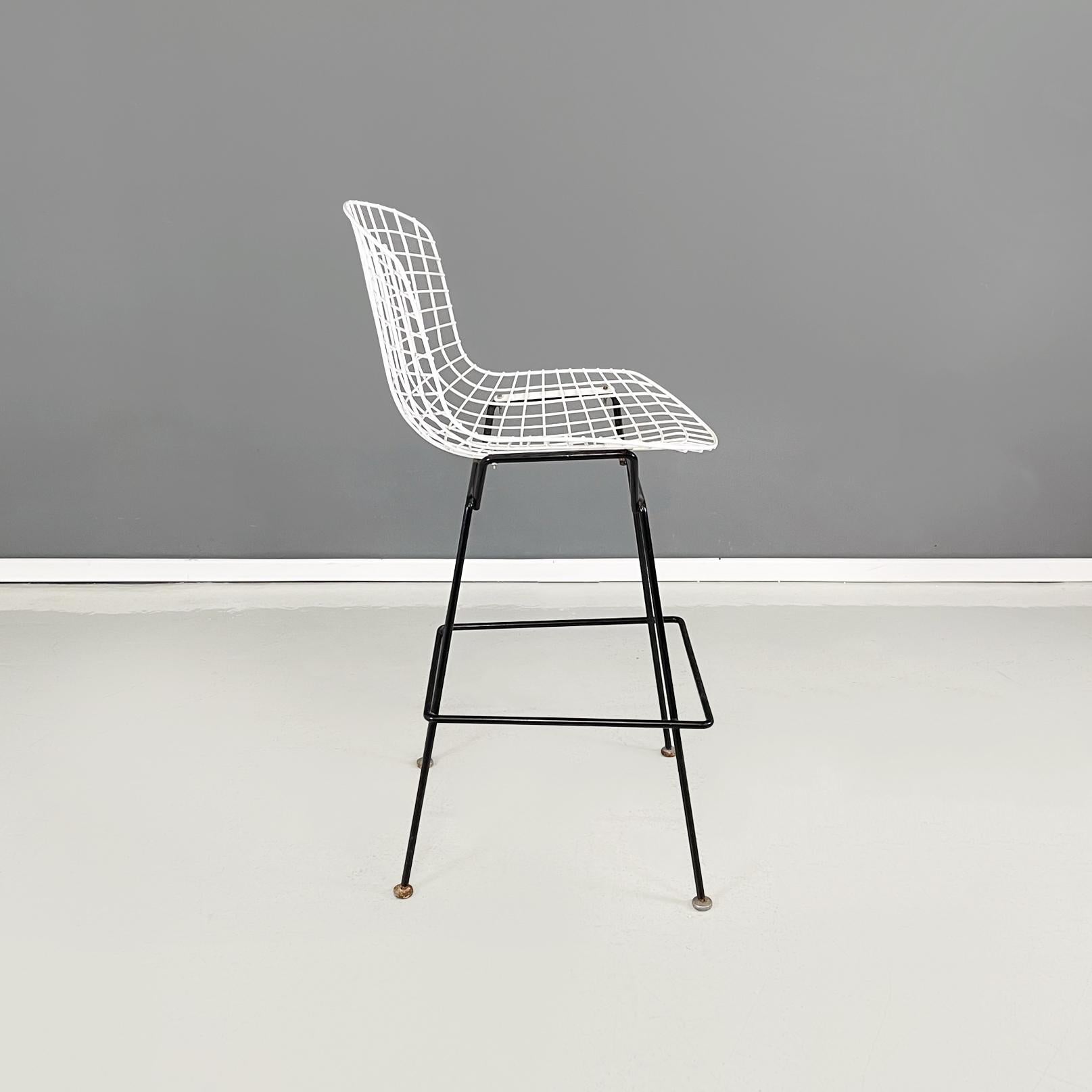 Mid-Century Modern American Midcentury Black White Metal High Stools by Bertoia for Knoll, 1960s For Sale