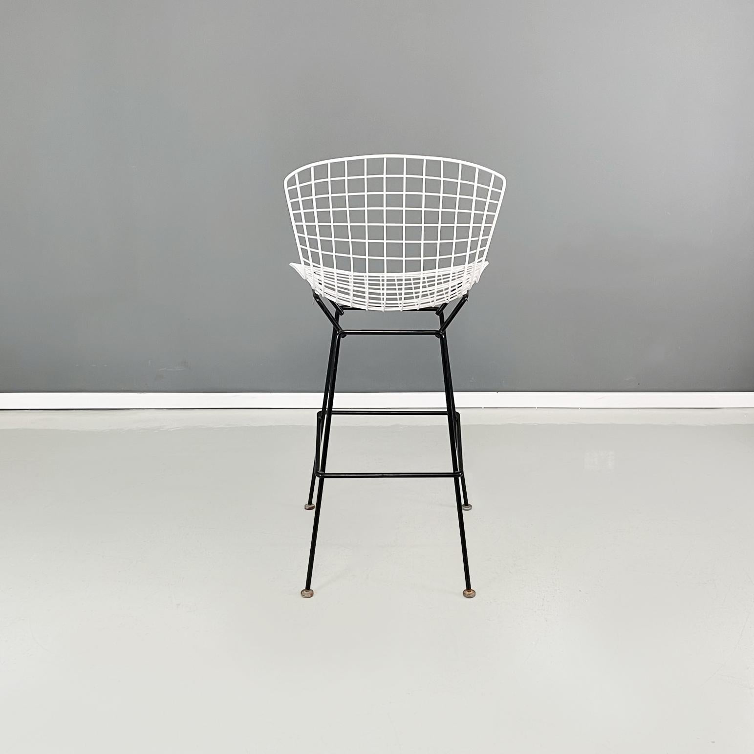 Mid-20th Century American Midcentury Black White Metal High Stools by Bertoia for Knoll, 1960s For Sale