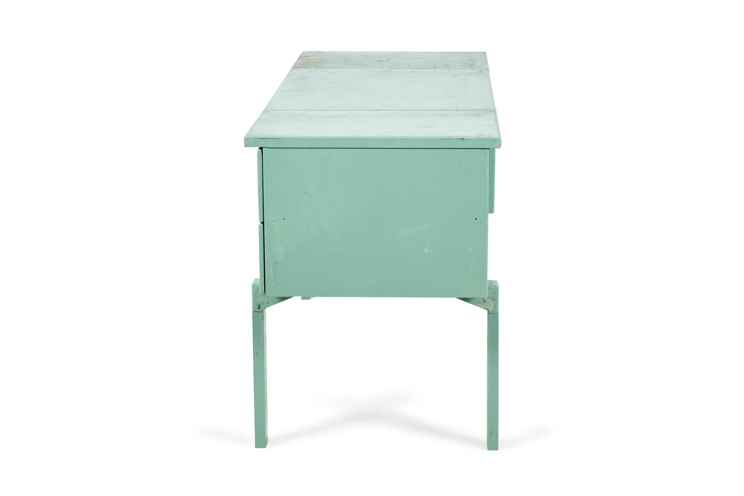 Mid-Century Modern American Mid-Century Blue Coated Aluminum Folding Army Desk