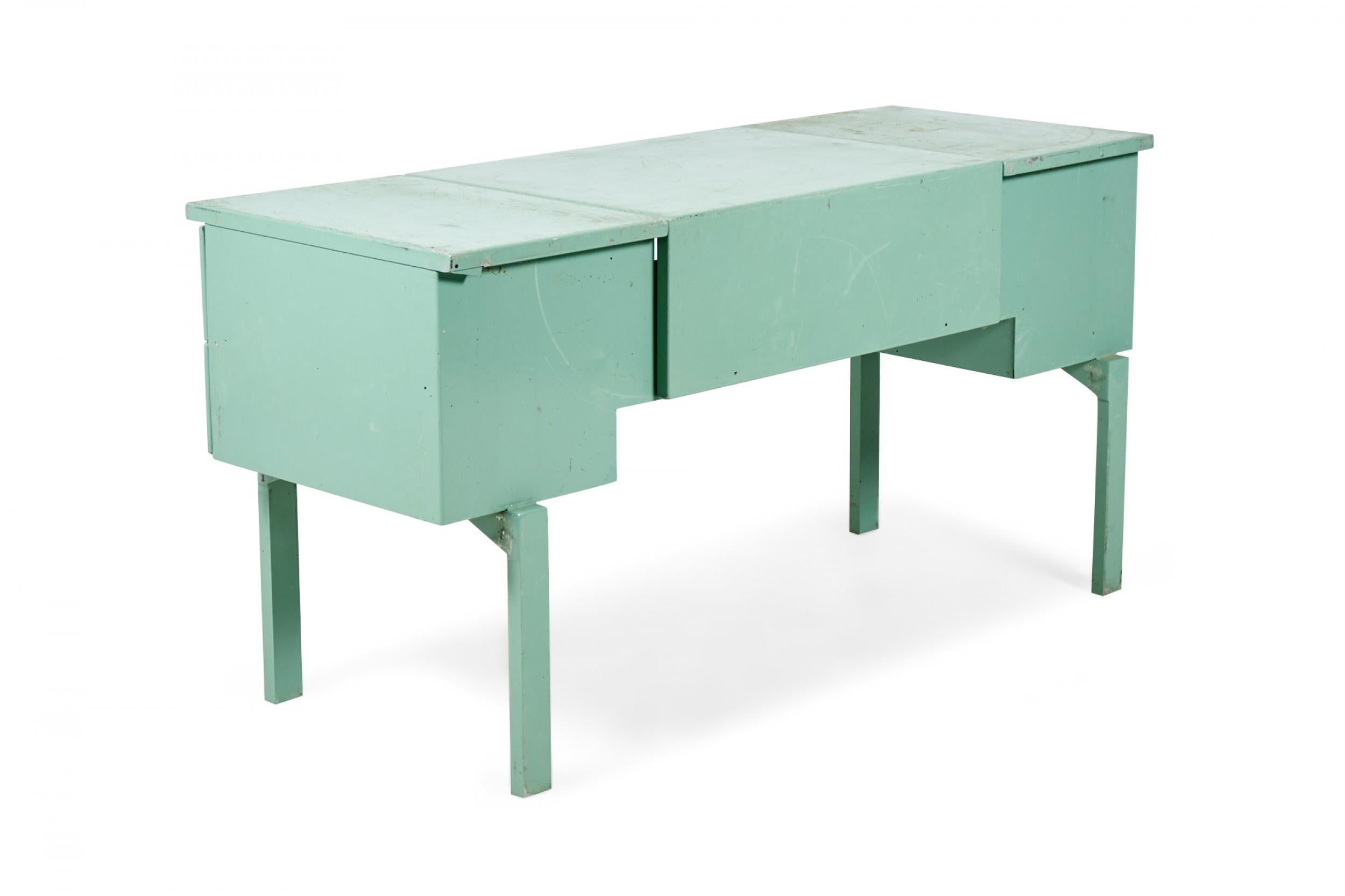 Hand-Crafted American Mid-Century Blue Coated Aluminum Folding Army Desk