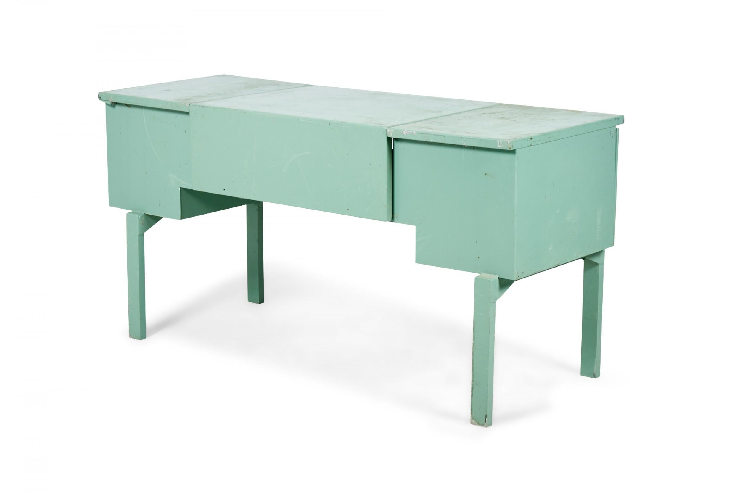 20th Century American Mid-Century Blue Coated Aluminum Folding Army Desk