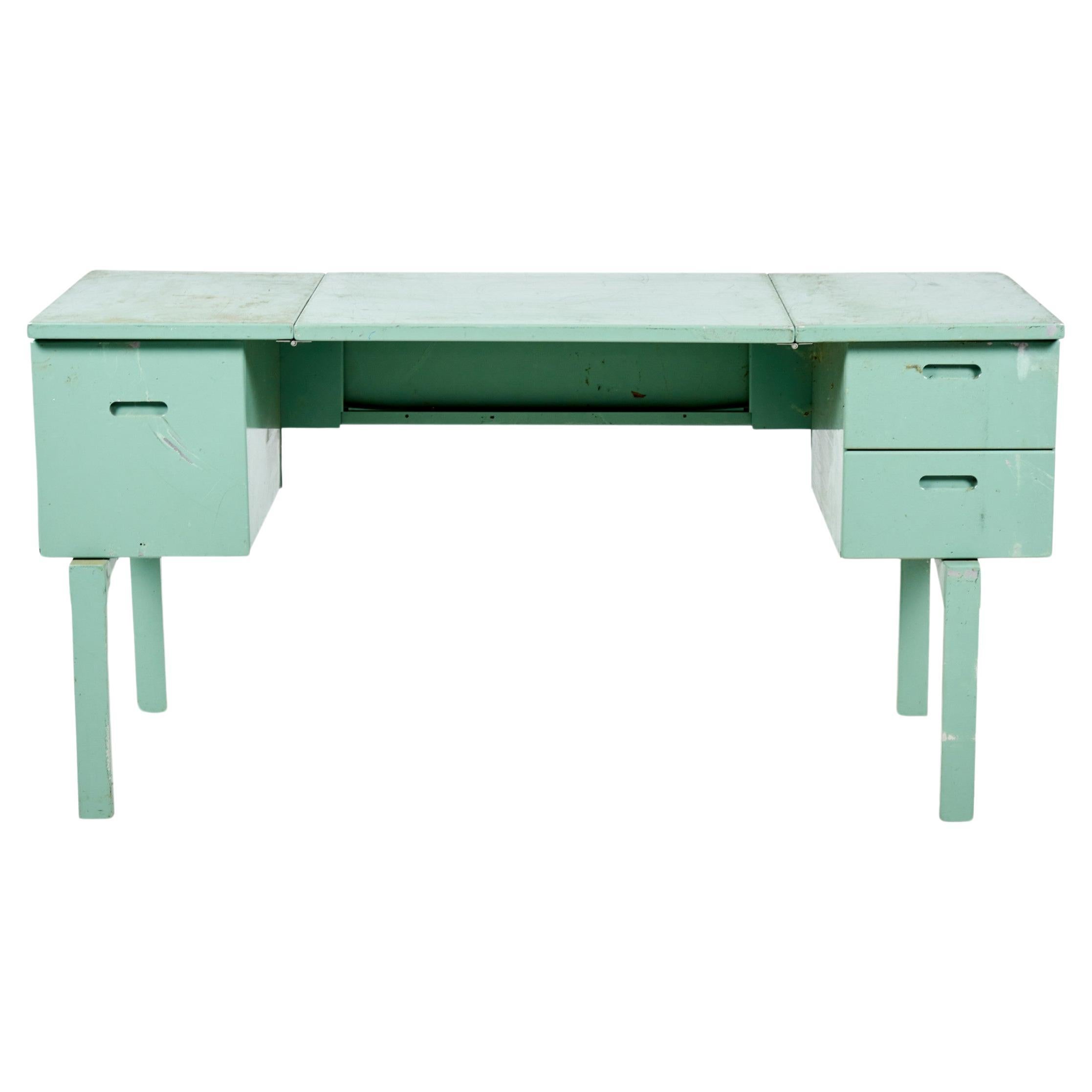American Mid-Century Blue Coated Aluminum Folding Army Desk