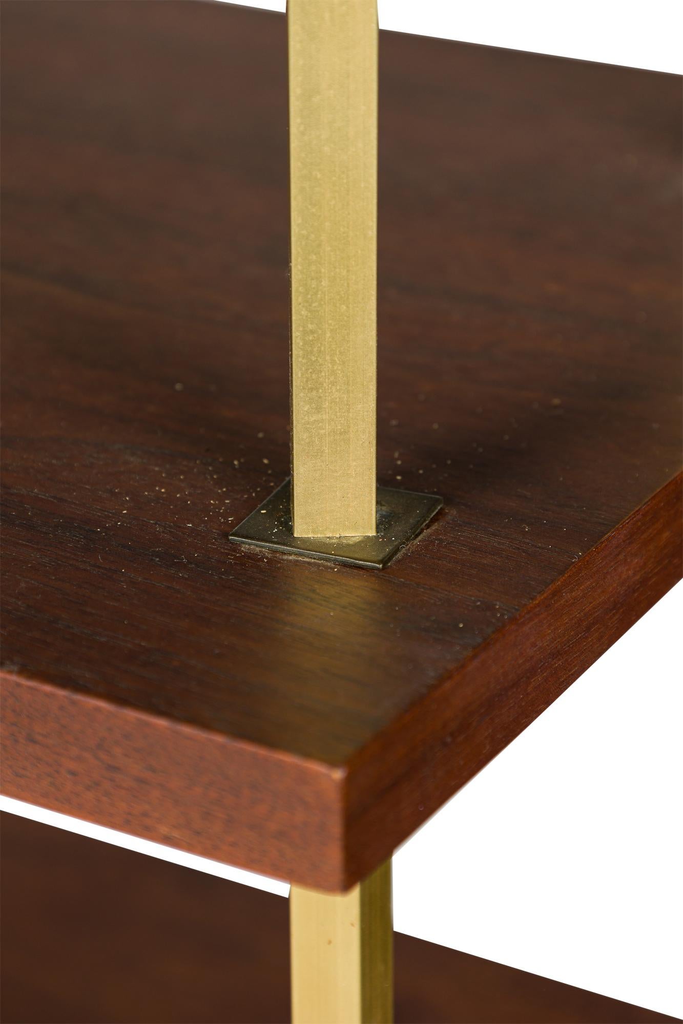 American Mid-Century brass and walnut etegere For Sale 2