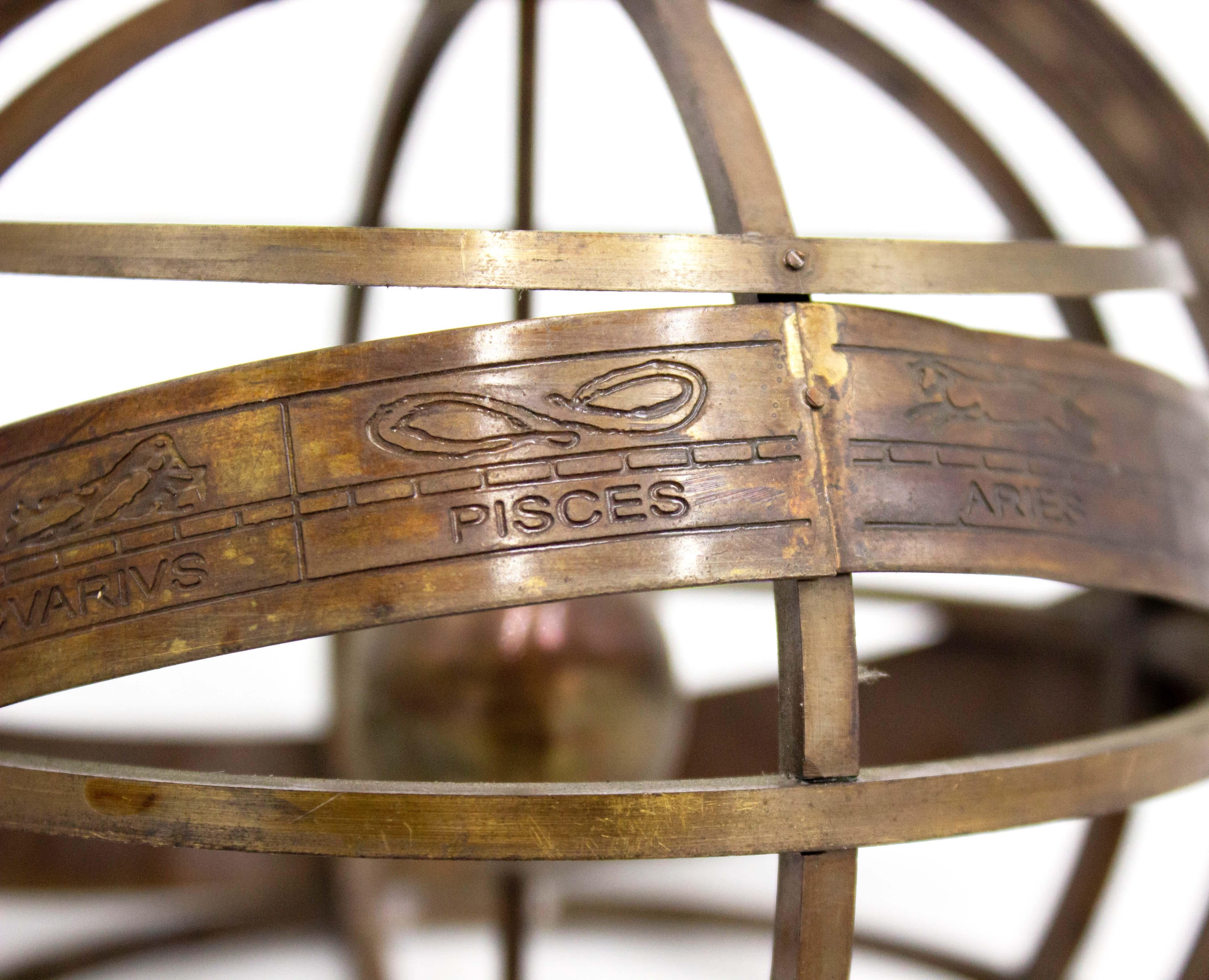 American Mid-Century Brass Armillary In Good Condition In New York, NY