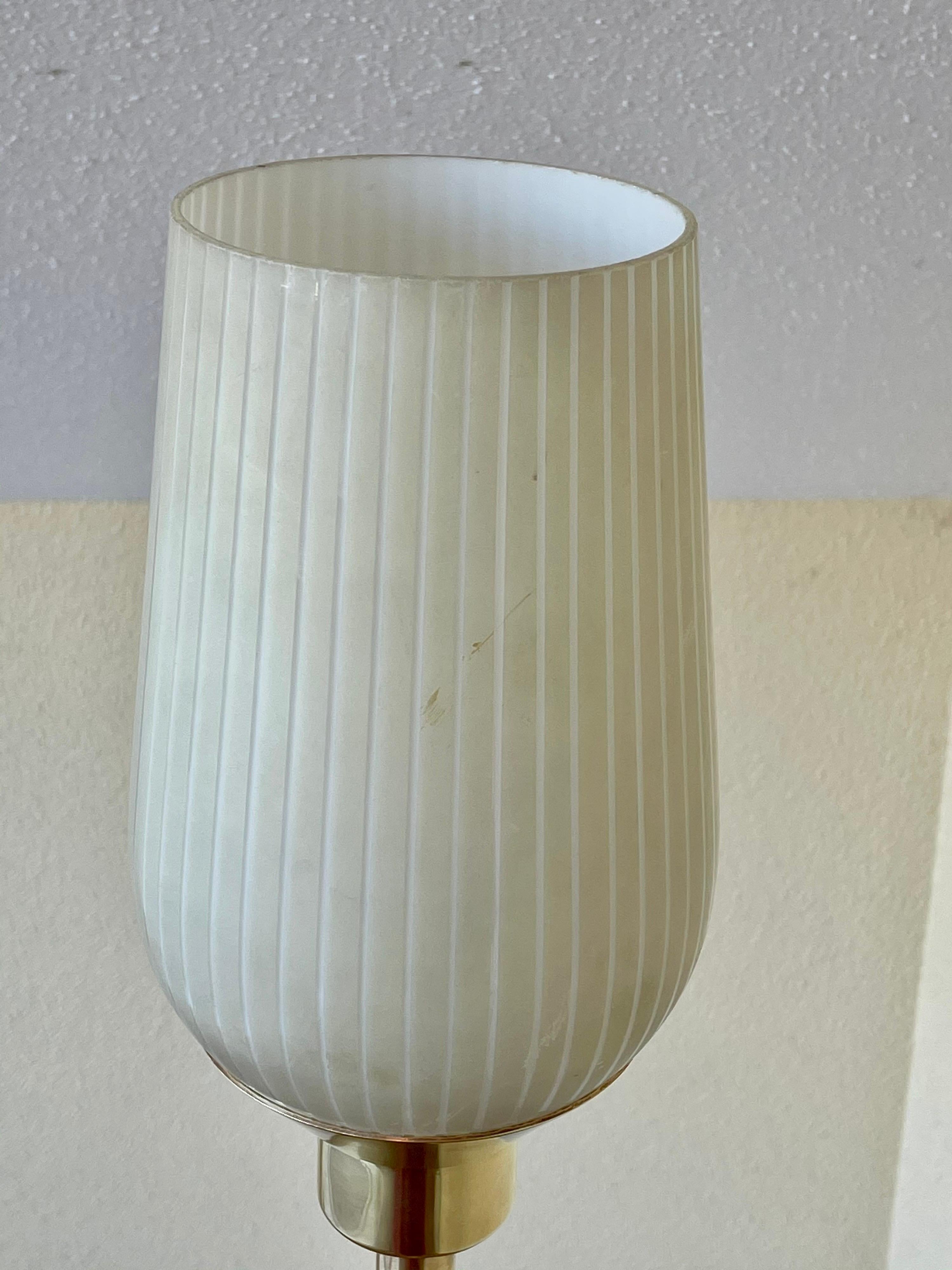 Mid-Century Modern American Midcentury Brass and Glass Uplight Torchiere Floor Lamp
