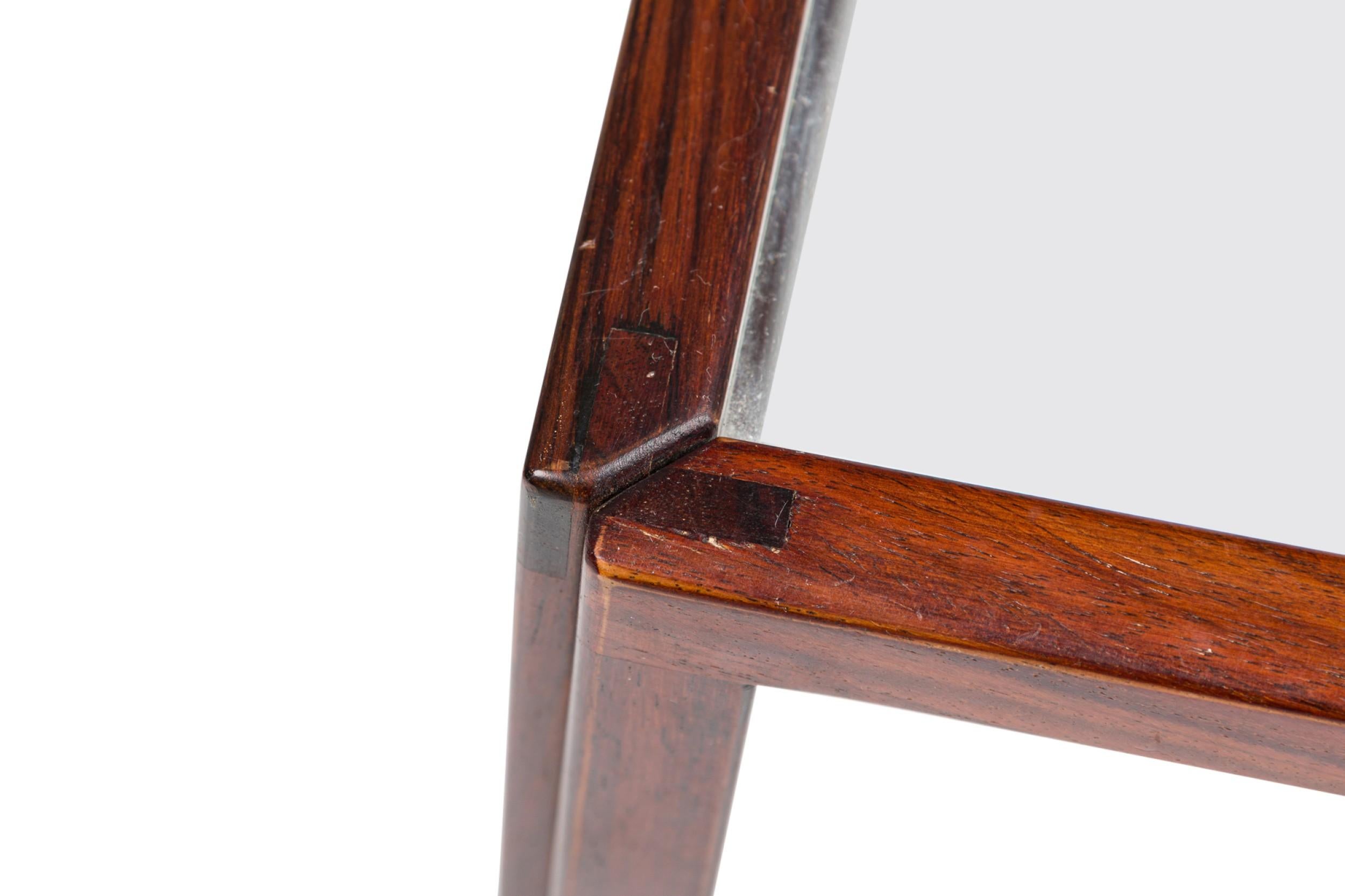 Glass American Mid-Century Brazilian Rosewood Open Frame Cube Occasional Tables For Sale