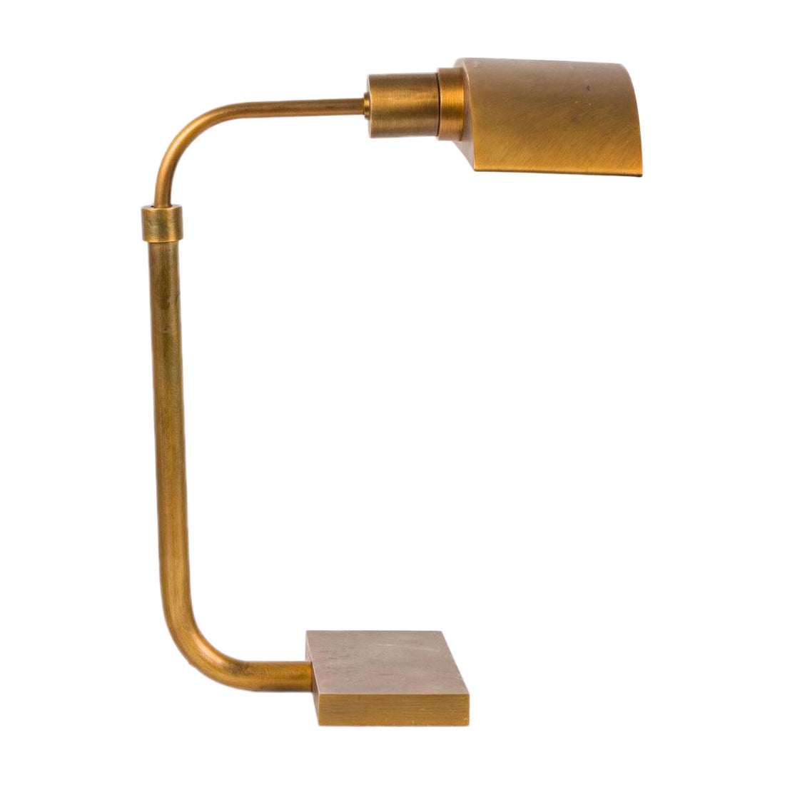 American Mid-Century Brushed Brass Cantilevered Desk Lamp For Sale