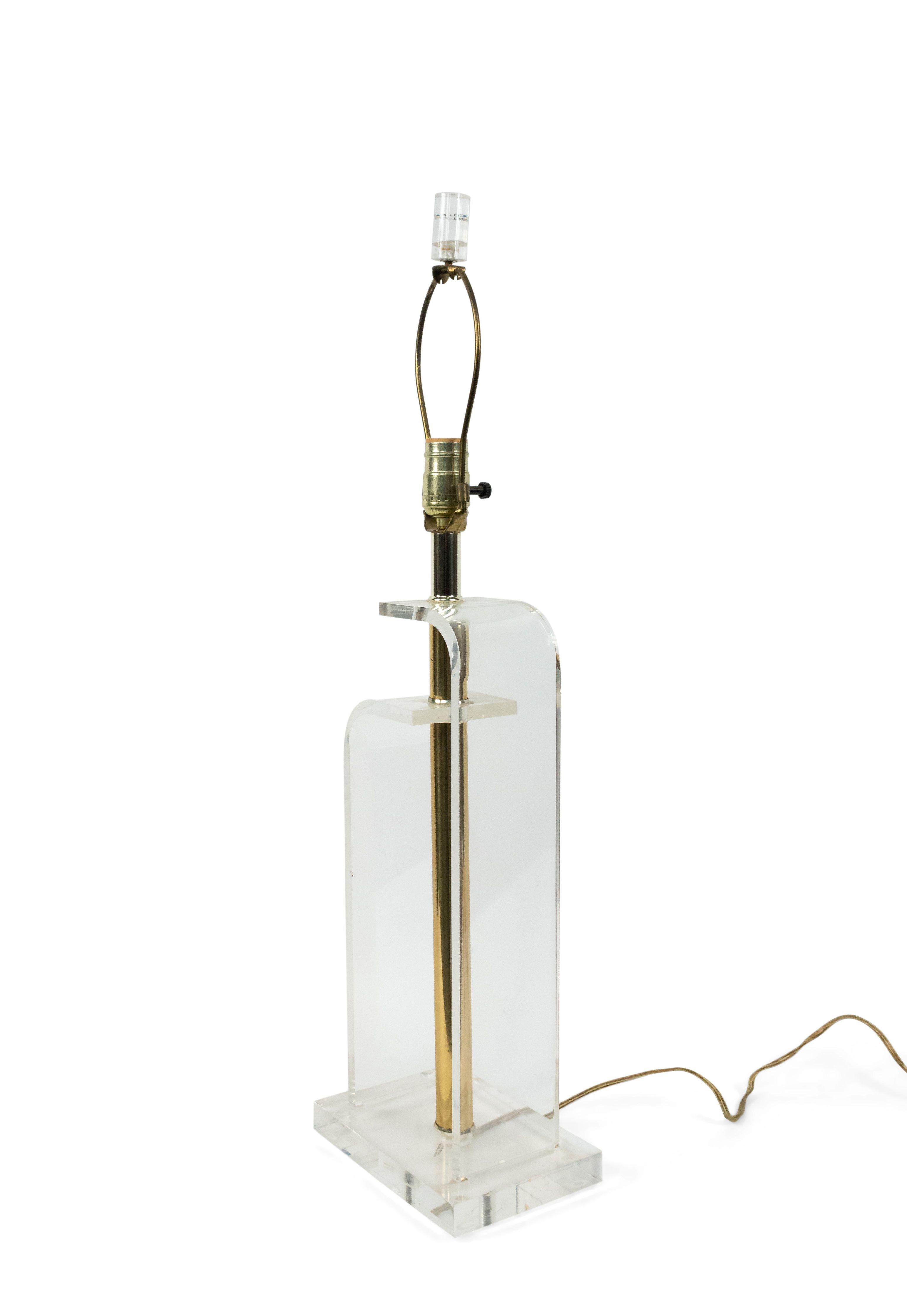 20th Century American Midcentury Chrome and Lucite Table Lamp For Sale