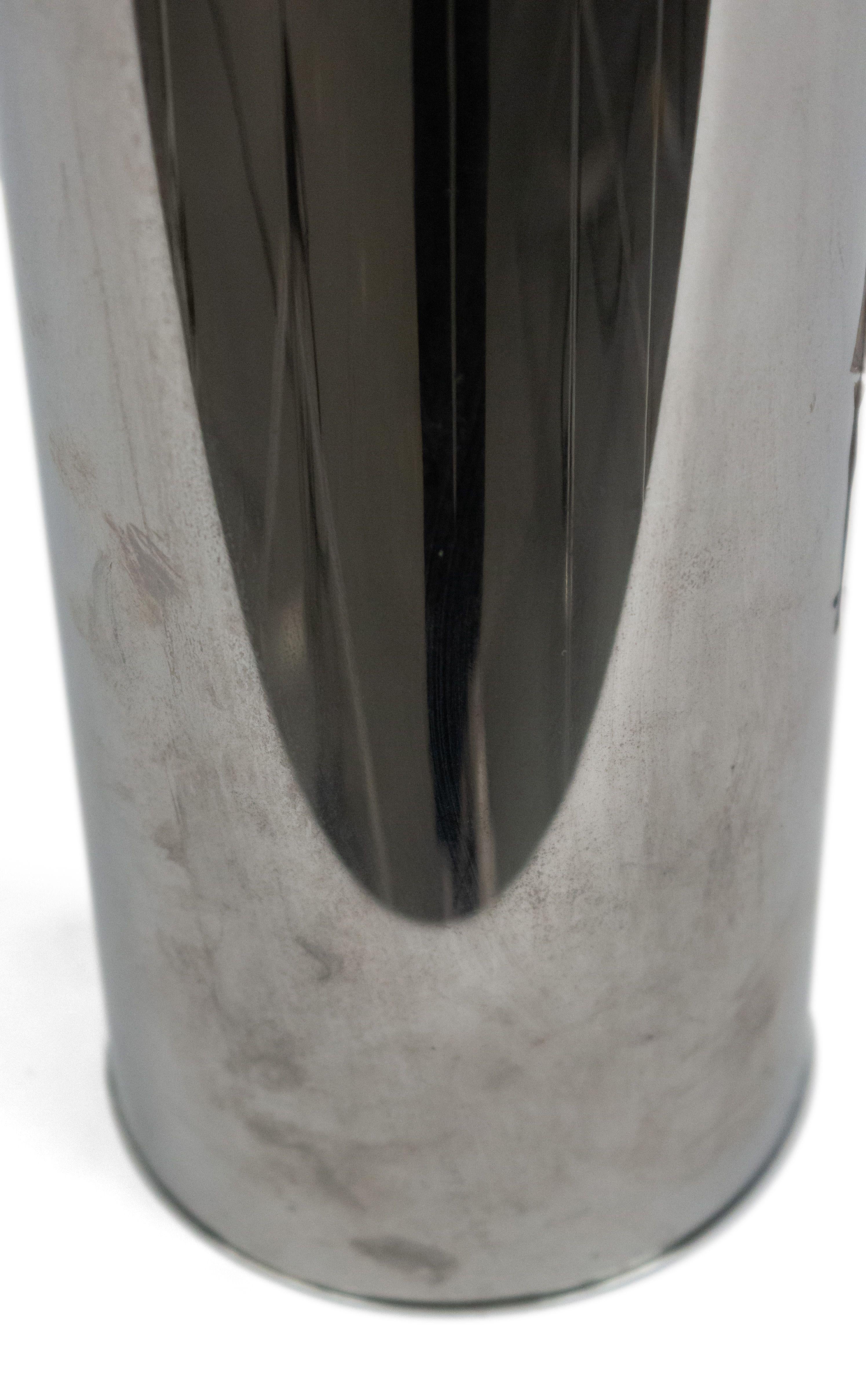 American mid-century chrome cylindrical shaped table lamp.