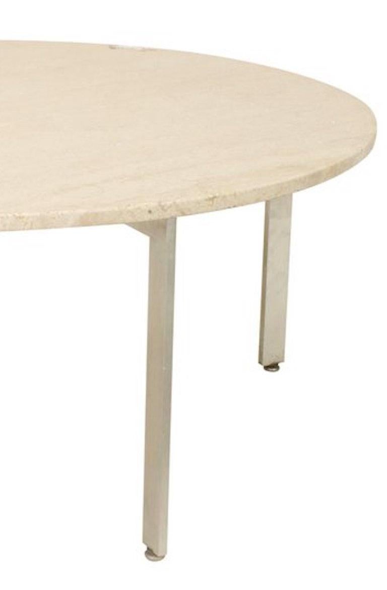round travertine top coffee table