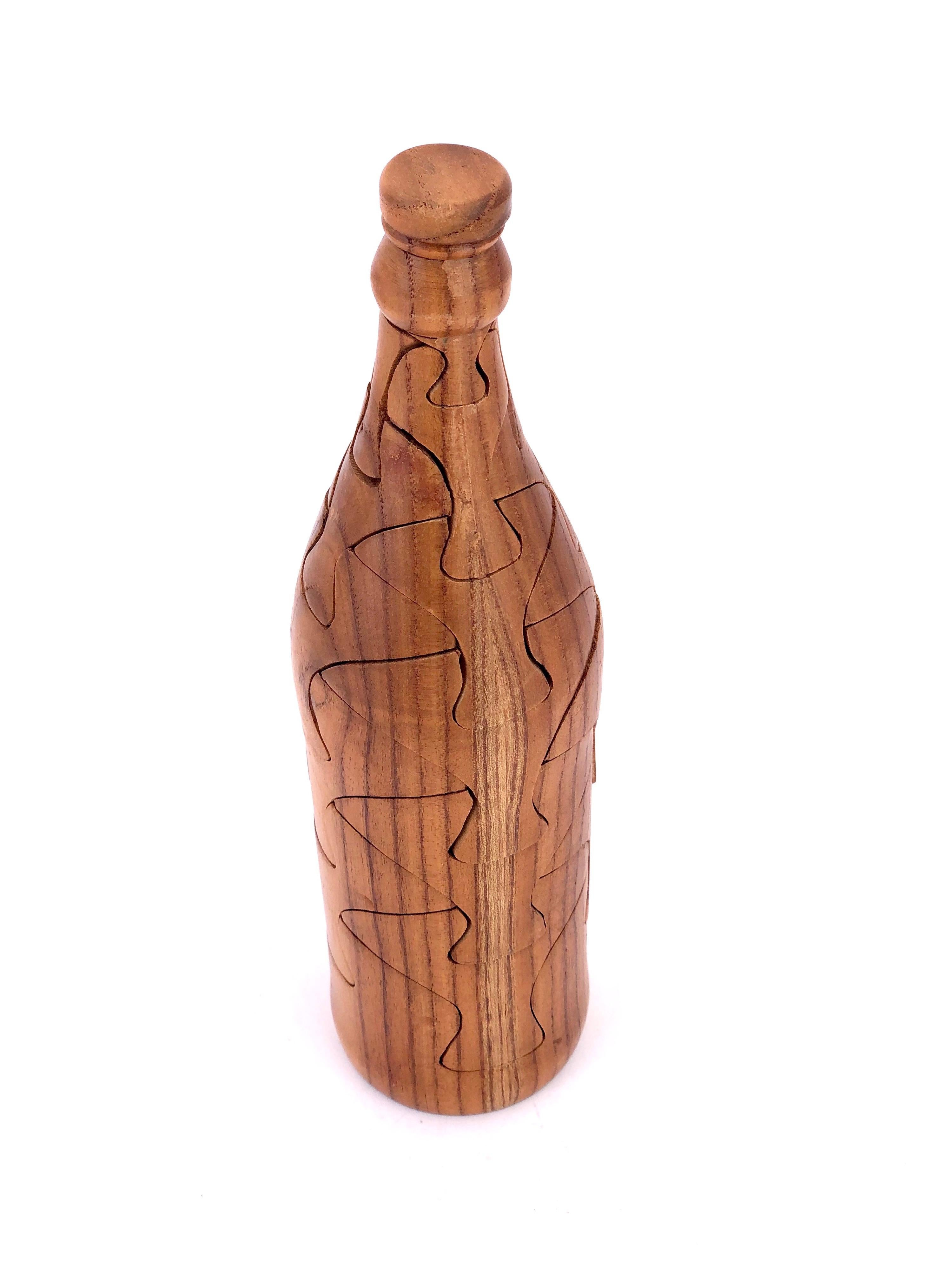 American Midcentury Coke Wood Bottle Puzzle Sculpture In Good Condition In San Diego, CA