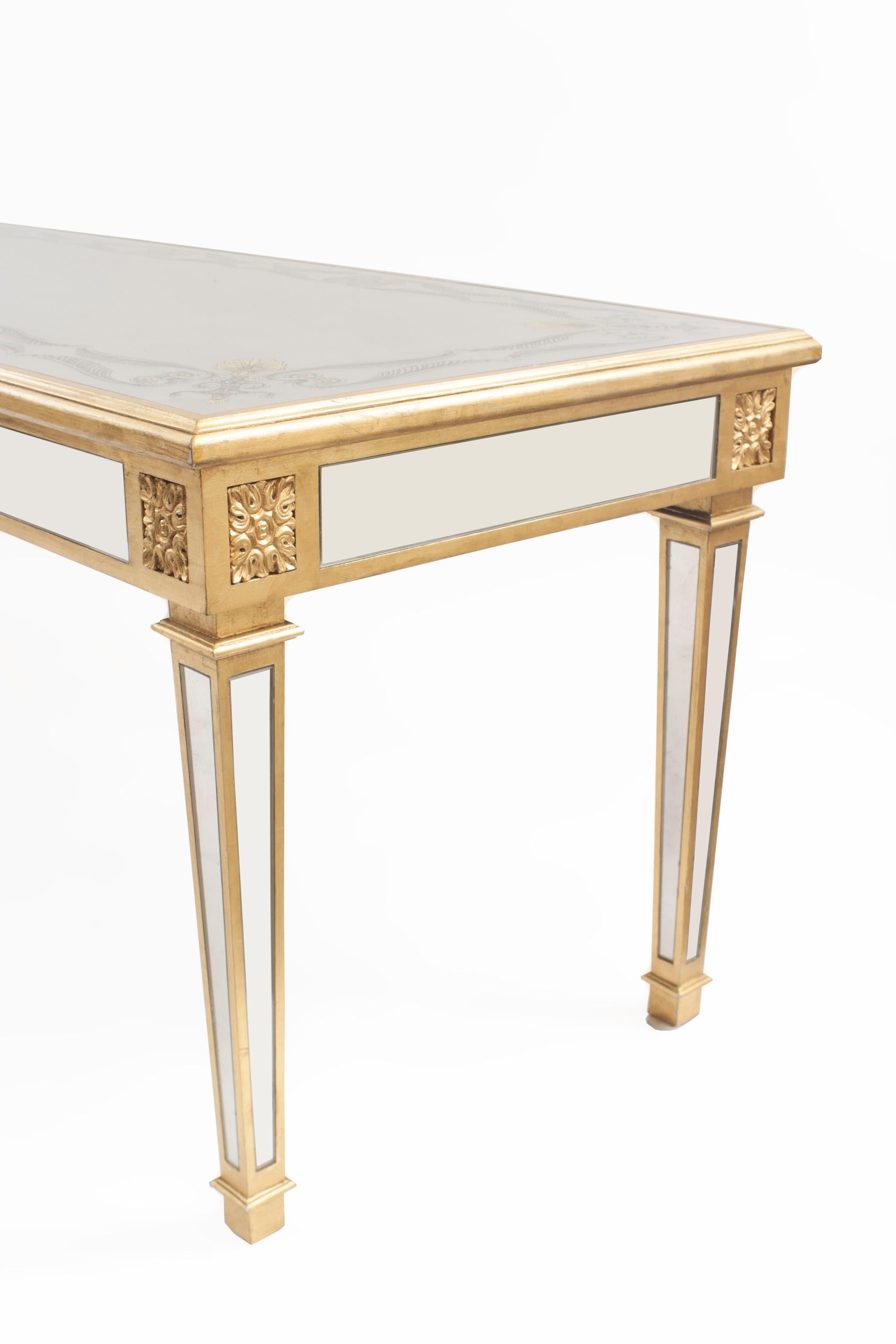 American Mid-Century Gilt and Mirrored Console Table In Good Condition For Sale In New York, NY