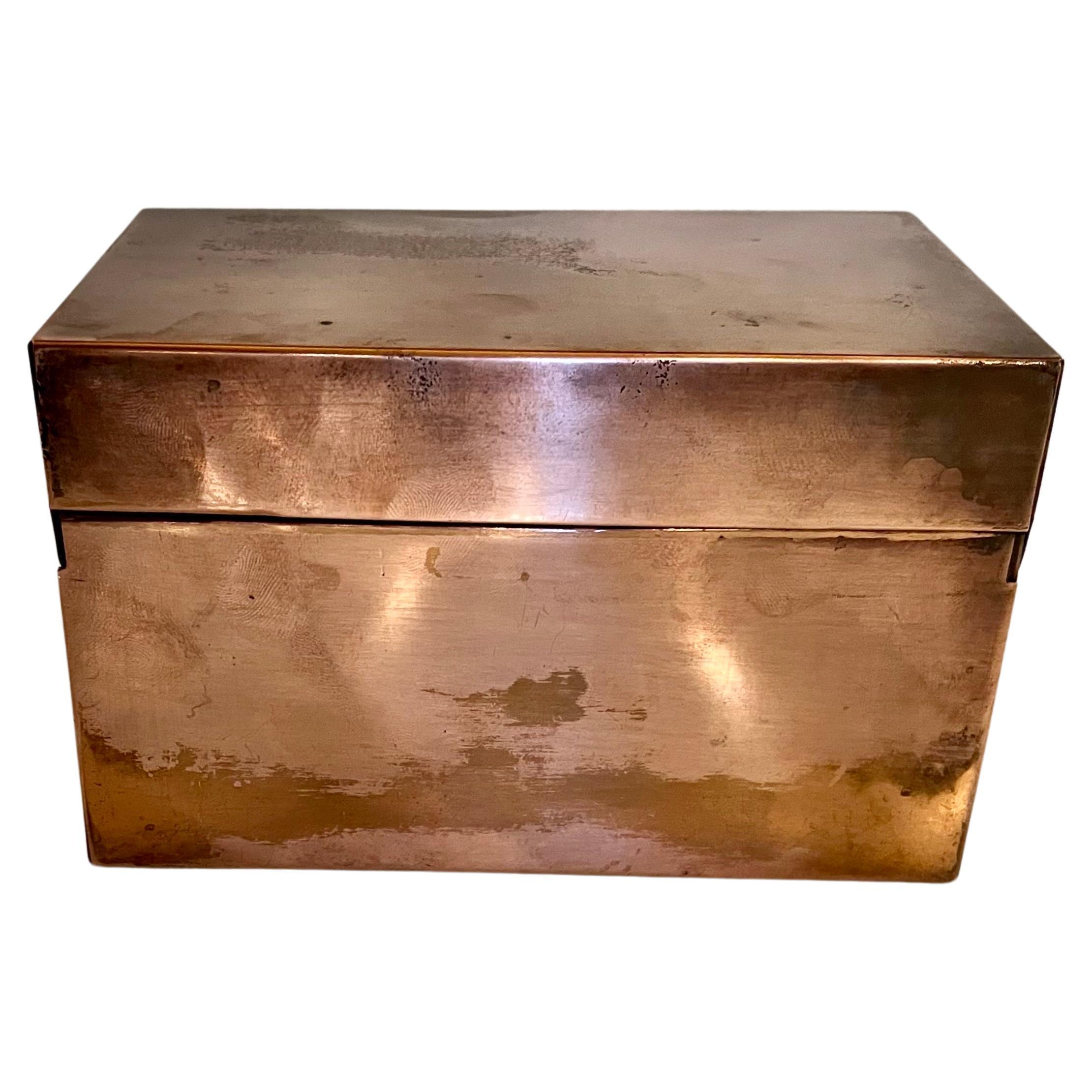 American Mid Century Copper Vintage small Recipes Decorative Box In Good Condition In San Diego, CA