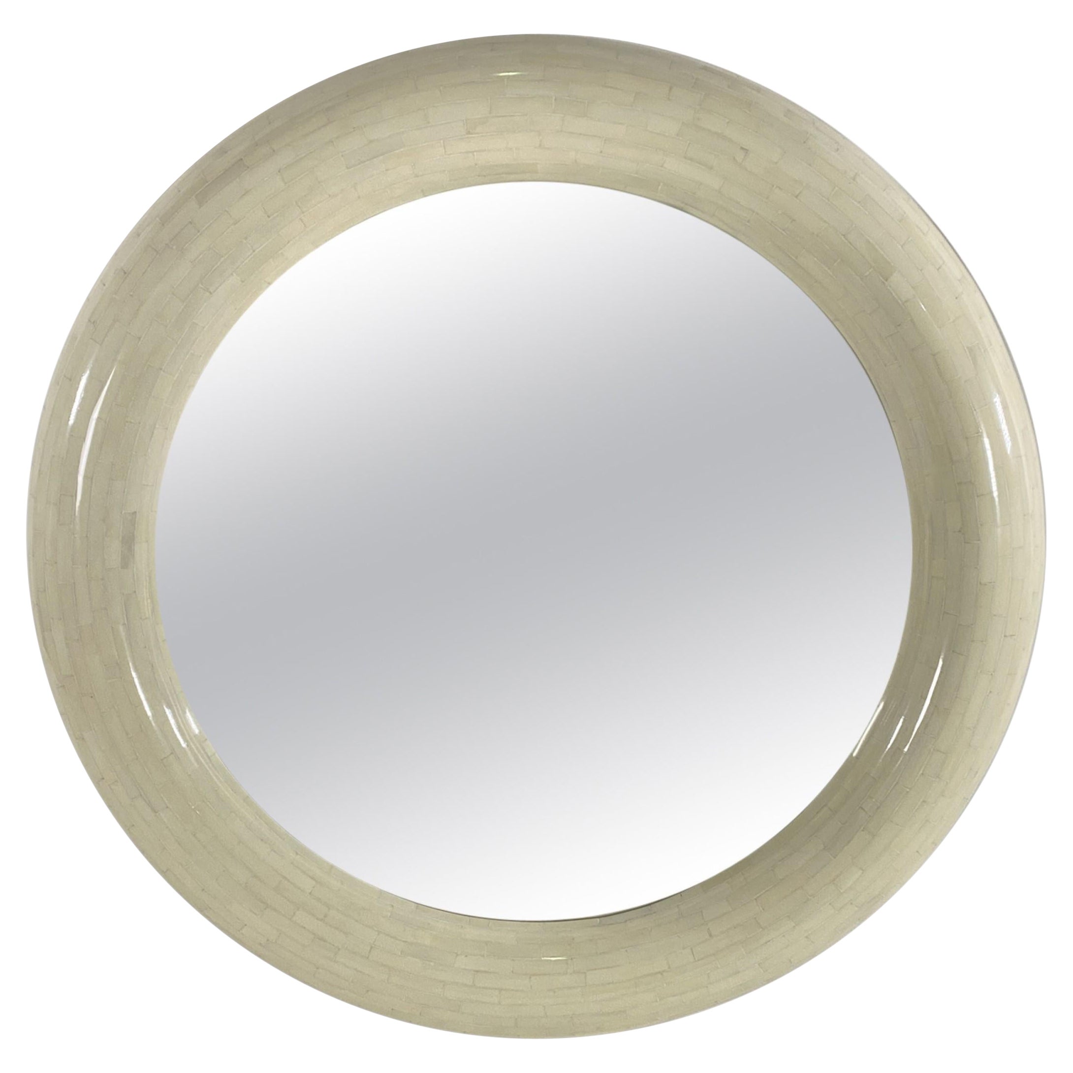 American Mid-Century Cream Tessellated Bone Mirror