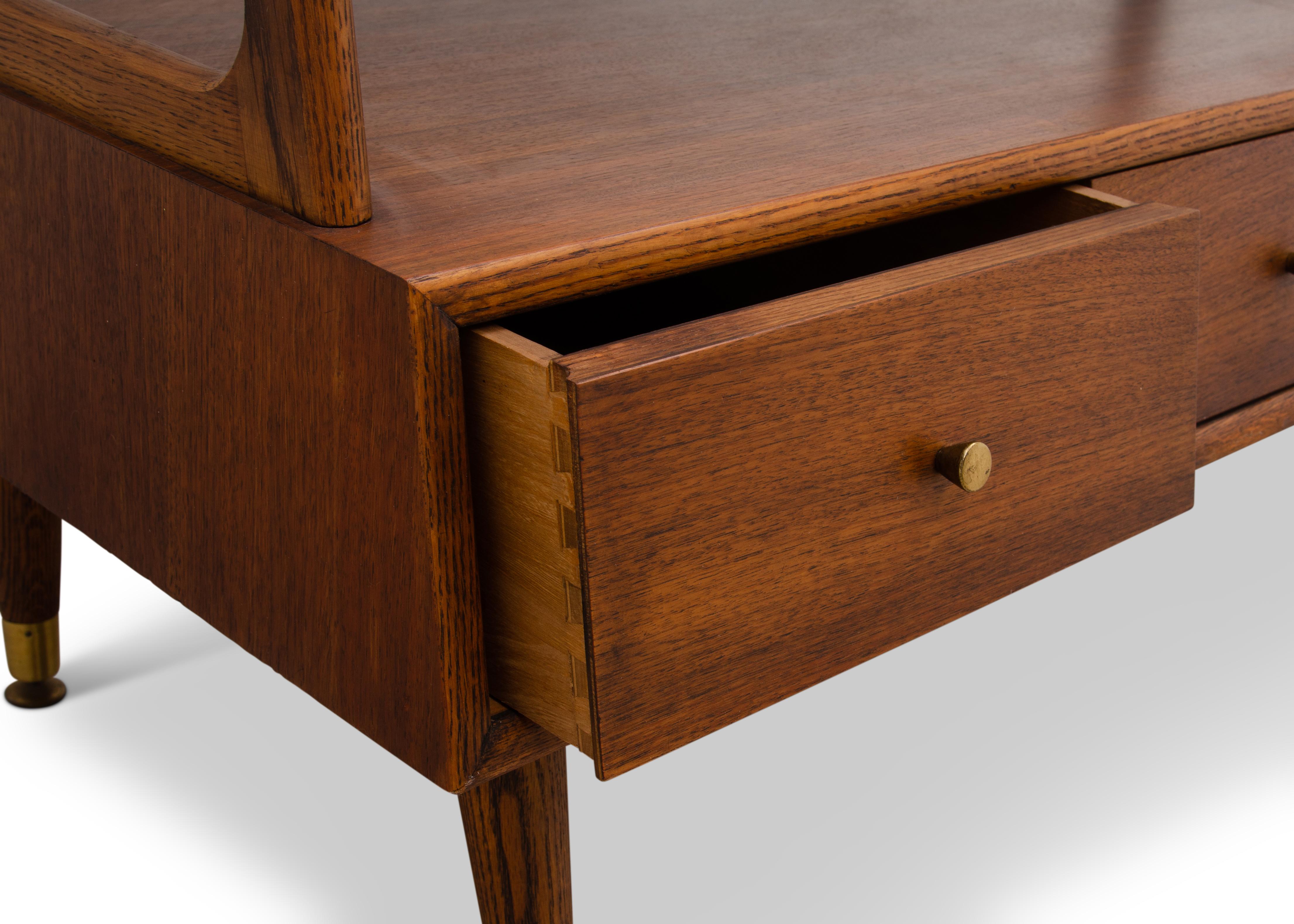 American Midcentury Display Cabinet Book Case Shelf Oak Walnut Unsigned 10