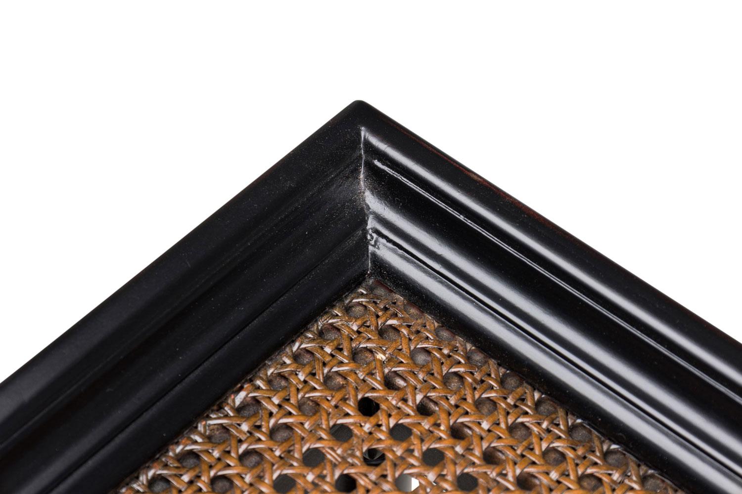 American Mid-Century Ebonized and Cane Three Tier Table Bon état - En vente à Queens, NY