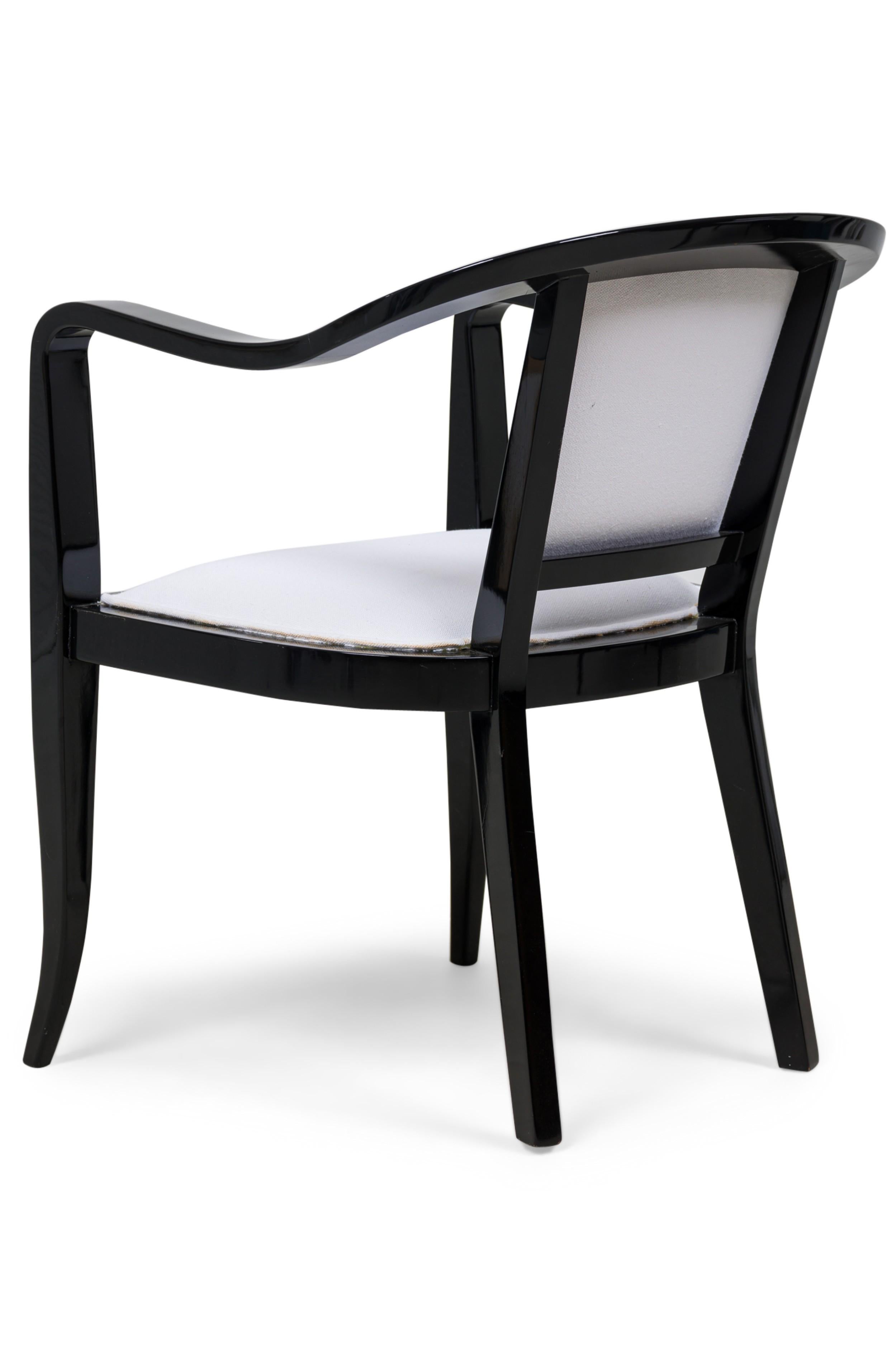 American Mid-Century Ed Wormley Ebonized With White Upholstery Armchair In Good Condition For Sale In Queens, NY