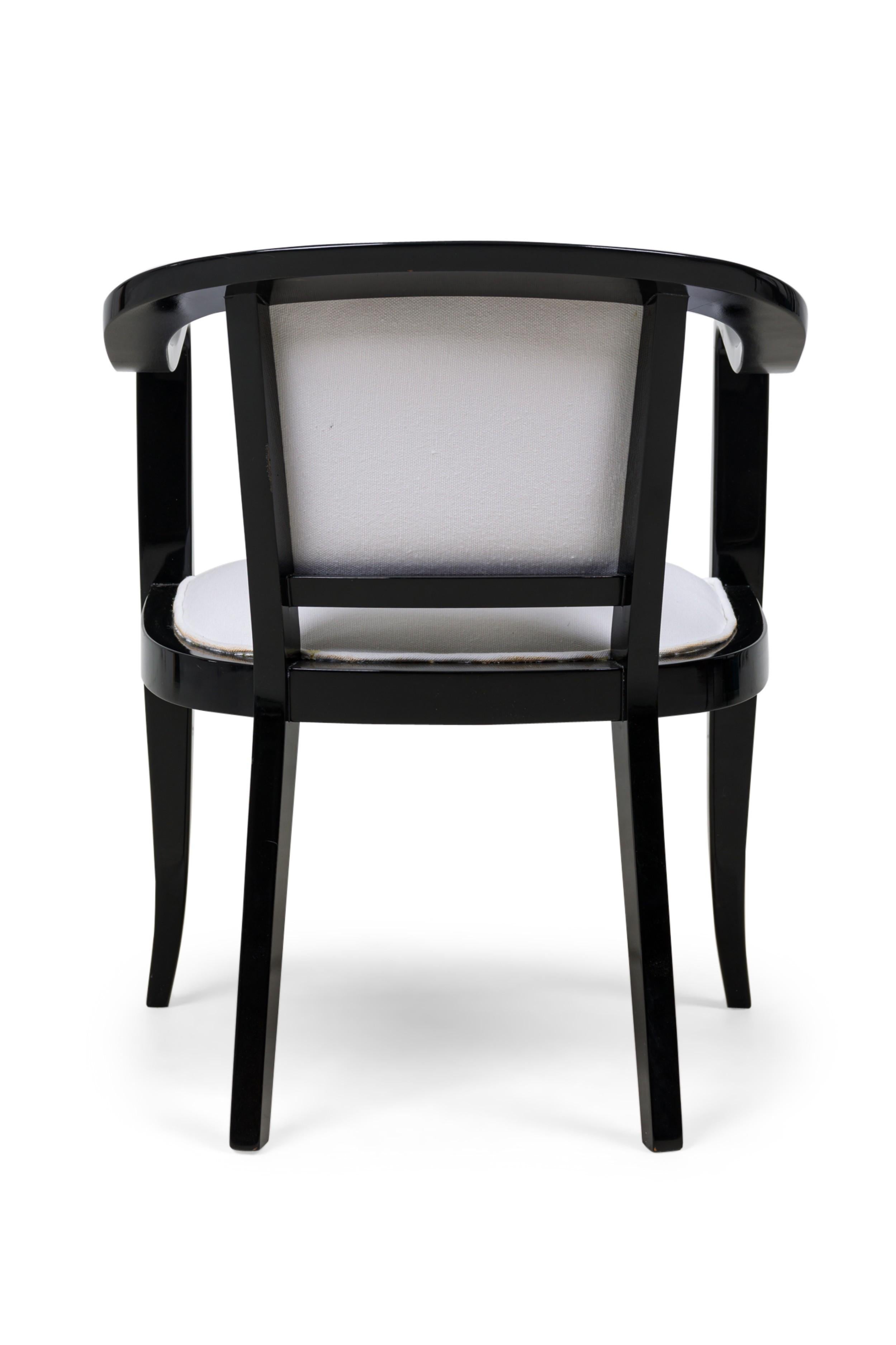 20th Century American Mid-Century Ed Wormley Ebonized With White Upholstery Armchair For Sale