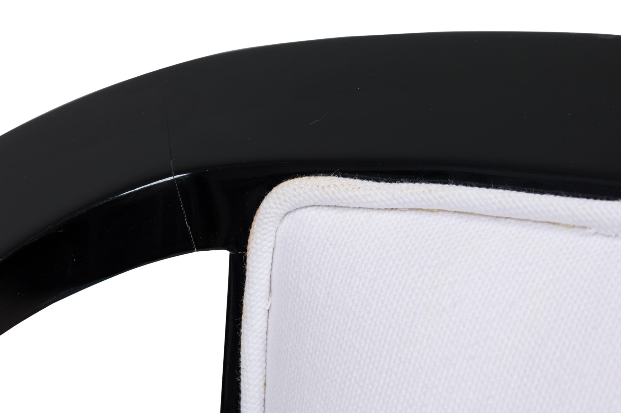 Wood American Mid-Century Ed Wormley Ebonized With White Upholstery Armchair For Sale