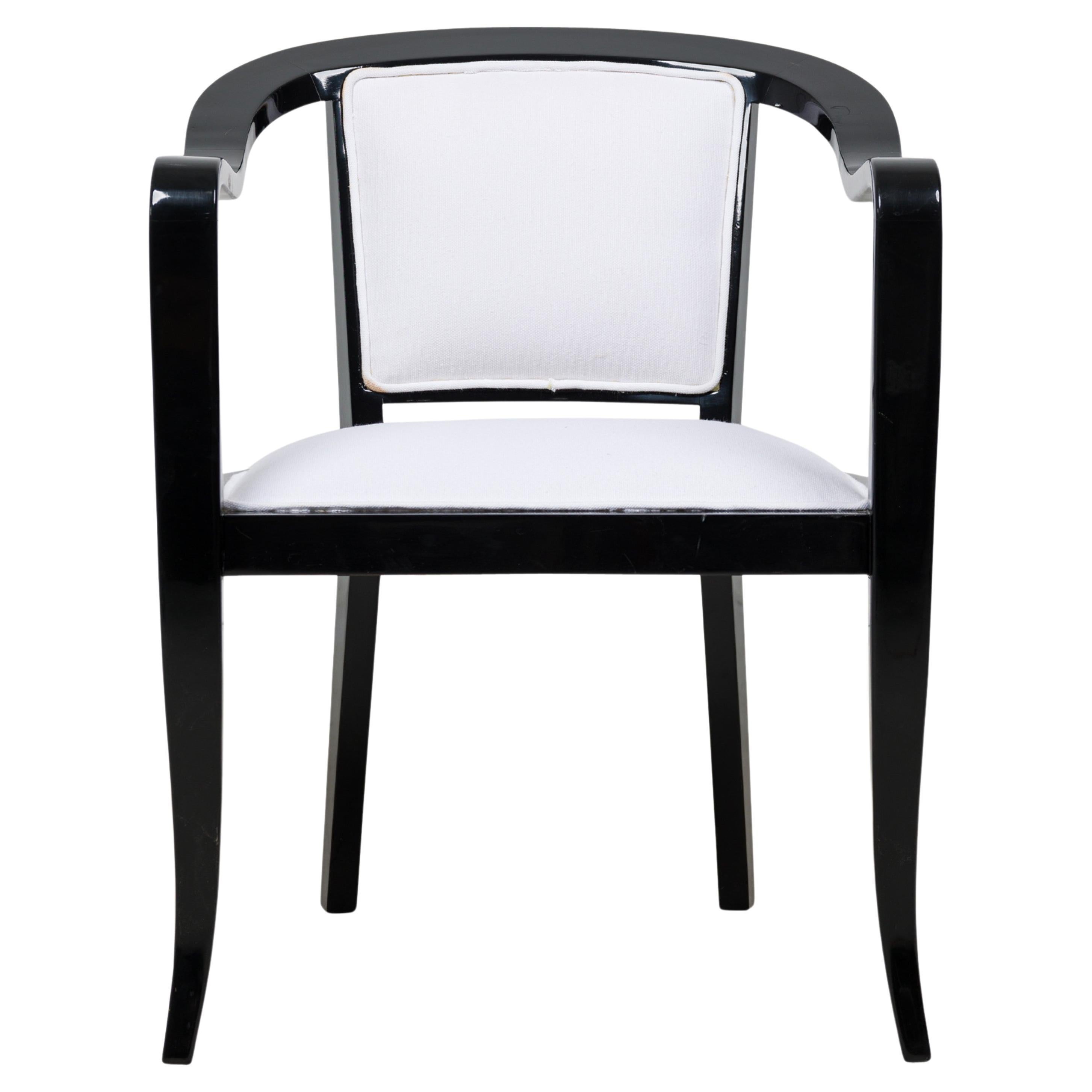 American Mid-Century Ed Wormley Ebonized With White Upholstery Armchair For Sale