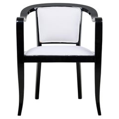 American Mid-Century Ed Wormley Ebonized With White Upholstery Armchair