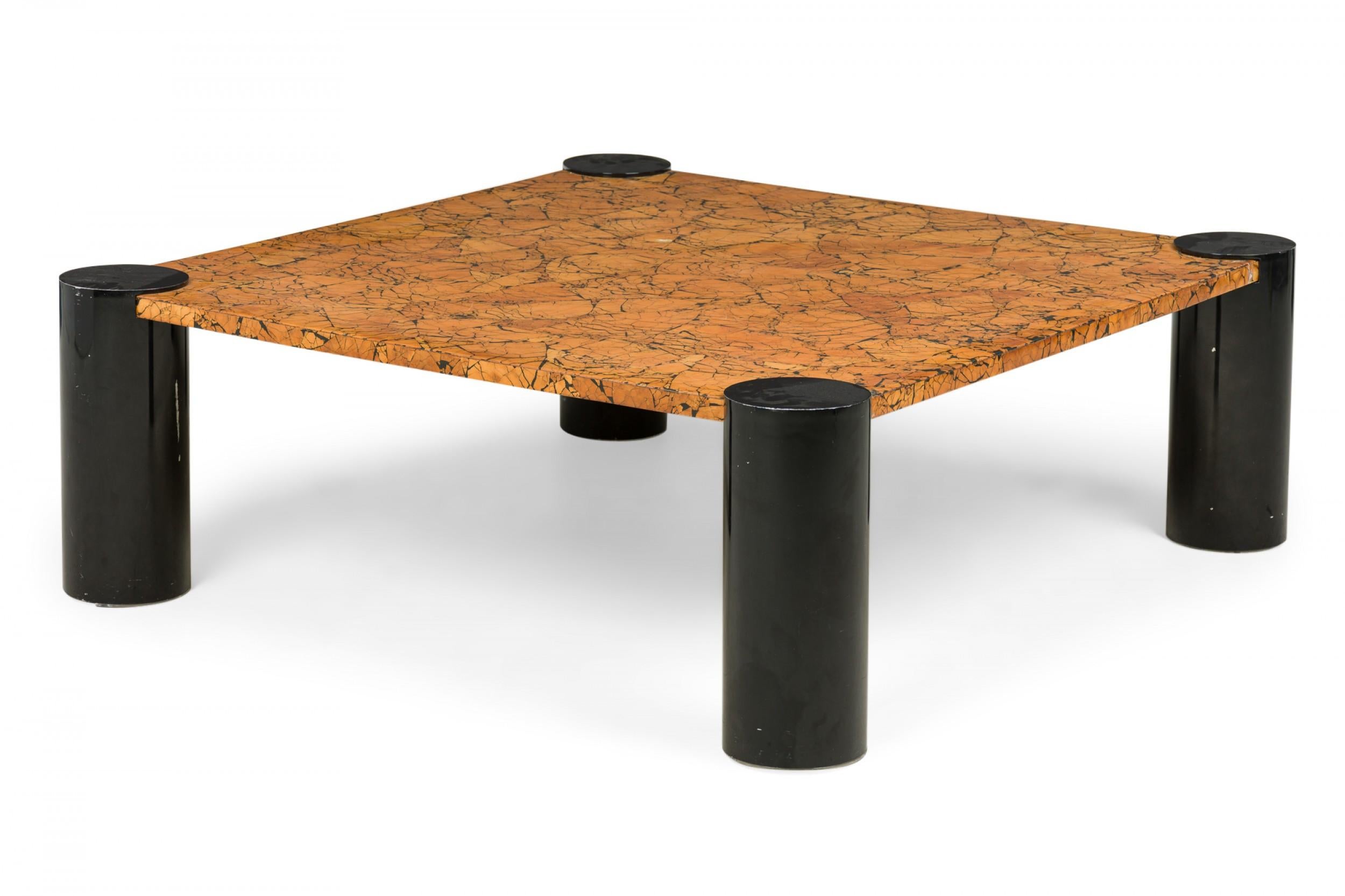 Ebonized American Mid-Century Enameled Black and Brown Low / Coffee Table For Sale